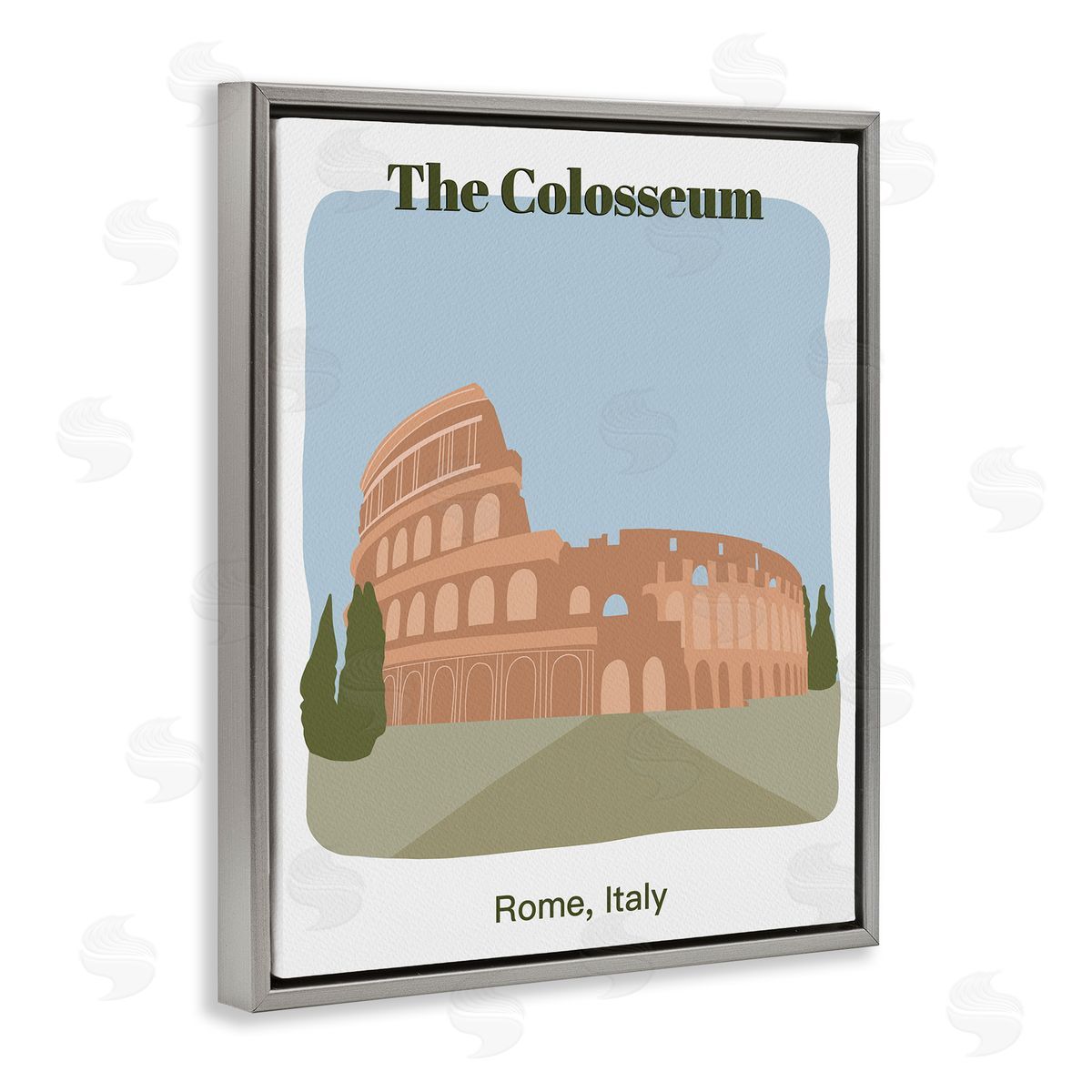 The Colosseum Architecture Grey Floating Frame Canvas Wall Art, Home Decor by Regina Moore