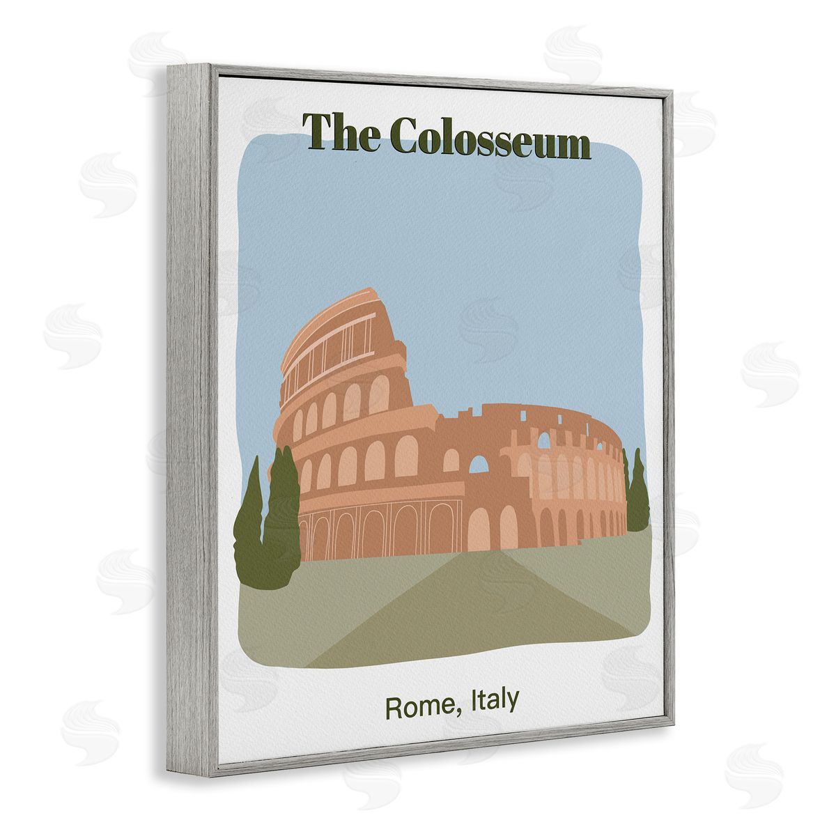 The Colosseum Architecture Grey Frame Print Wall Art, Home Decor by Regina Moore