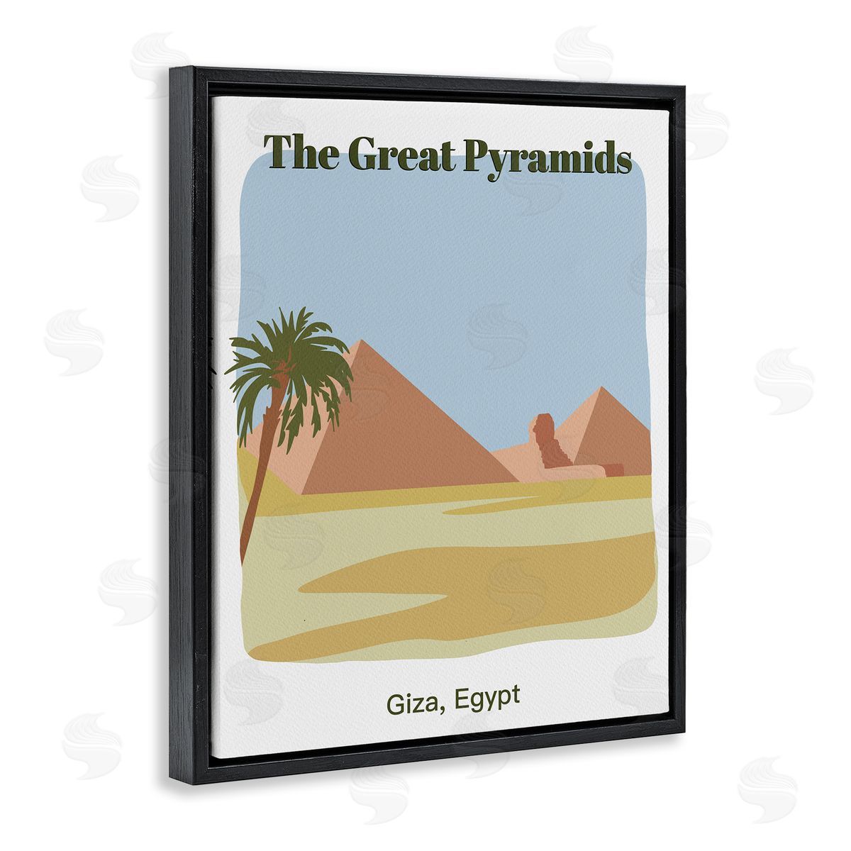 Great Pyramids Architecture Black Floating Frame Canvas Wall Art, Home Decor by Regina Moore