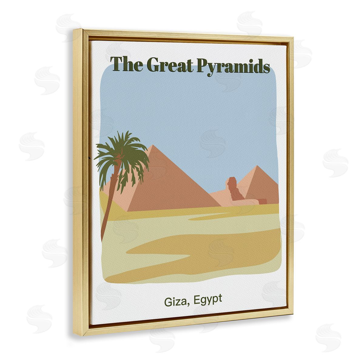 Great Pyramids Architecture Gold Floating Frame Canvas Wall Art, Home Decor by Regina Moore