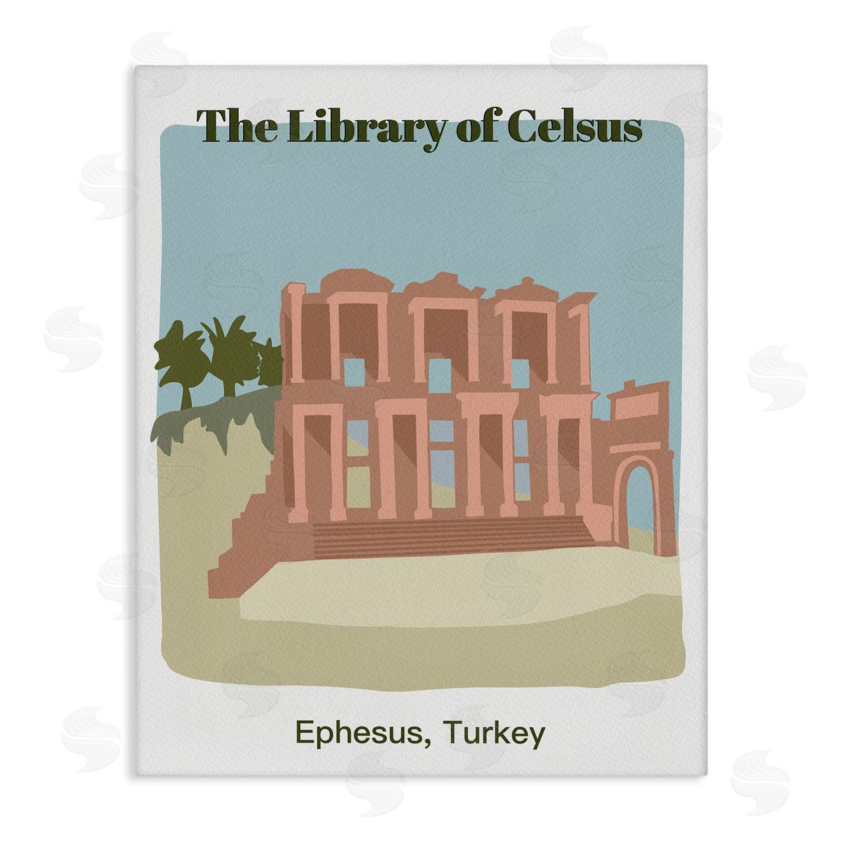 Library Of Celcus Architecture Canvas Wall Art, Home Decor by Regina Moore