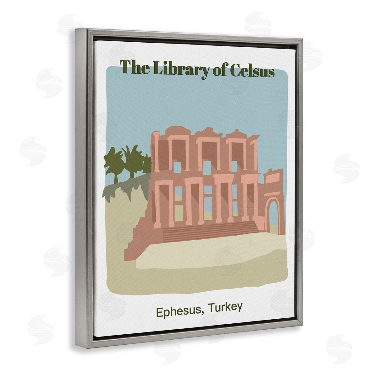 Library Of Celcus Architecture Grey Floating Frame Canvas Wall Art, Home Decor by Regina Moore