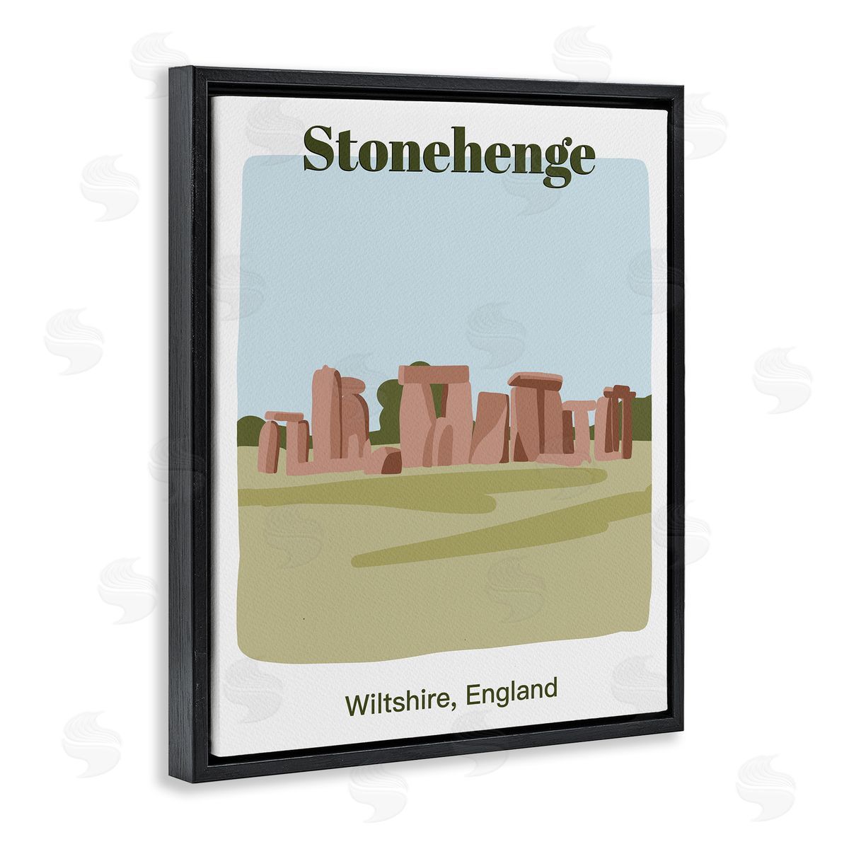 Stonehenge Landmark Architecture Black Floating Frame Canvas Wall Art, Home Decor by Regina Moore