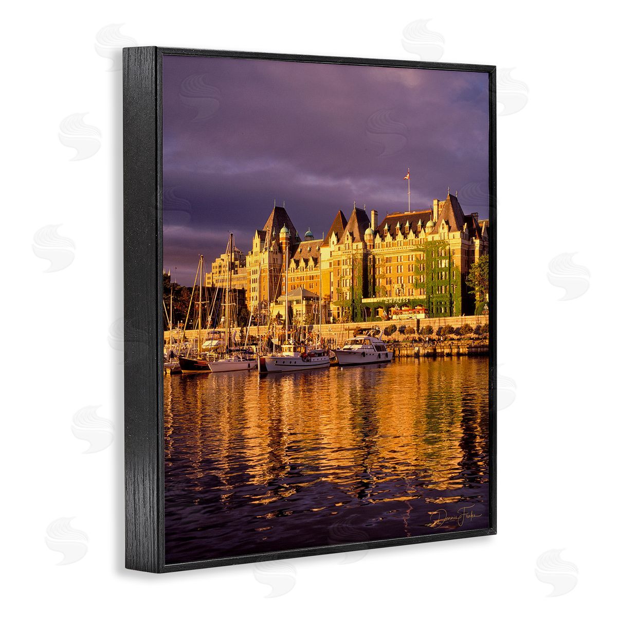 City Boat Harbor Black Frame Print Wall Art, Home Decor by Dennis Frates