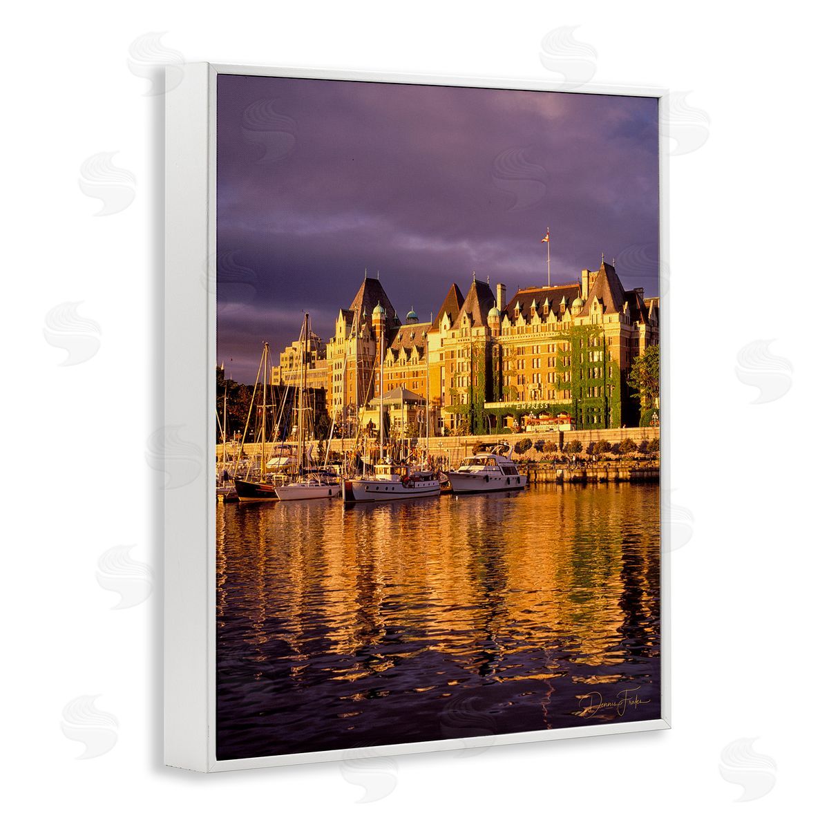 City Boat Harbor White Frame Print Wall Art, Home Decor by Dennis Frates