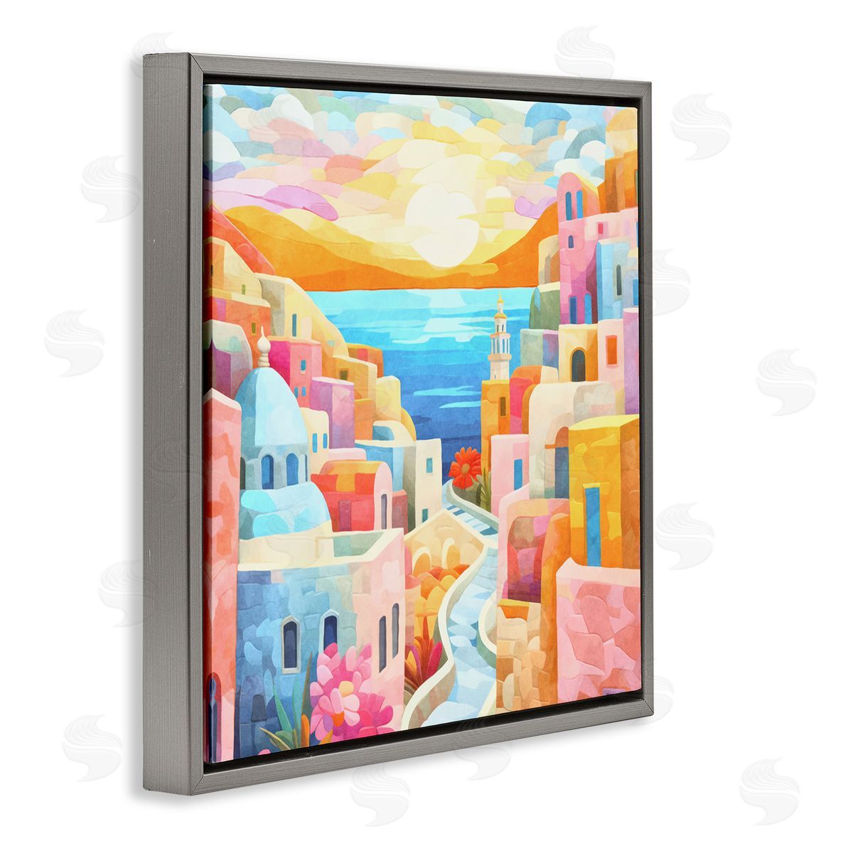 Andrea Haase Pastel Seaside Dreams Gray Floating Frame Canvas Wall Art Print