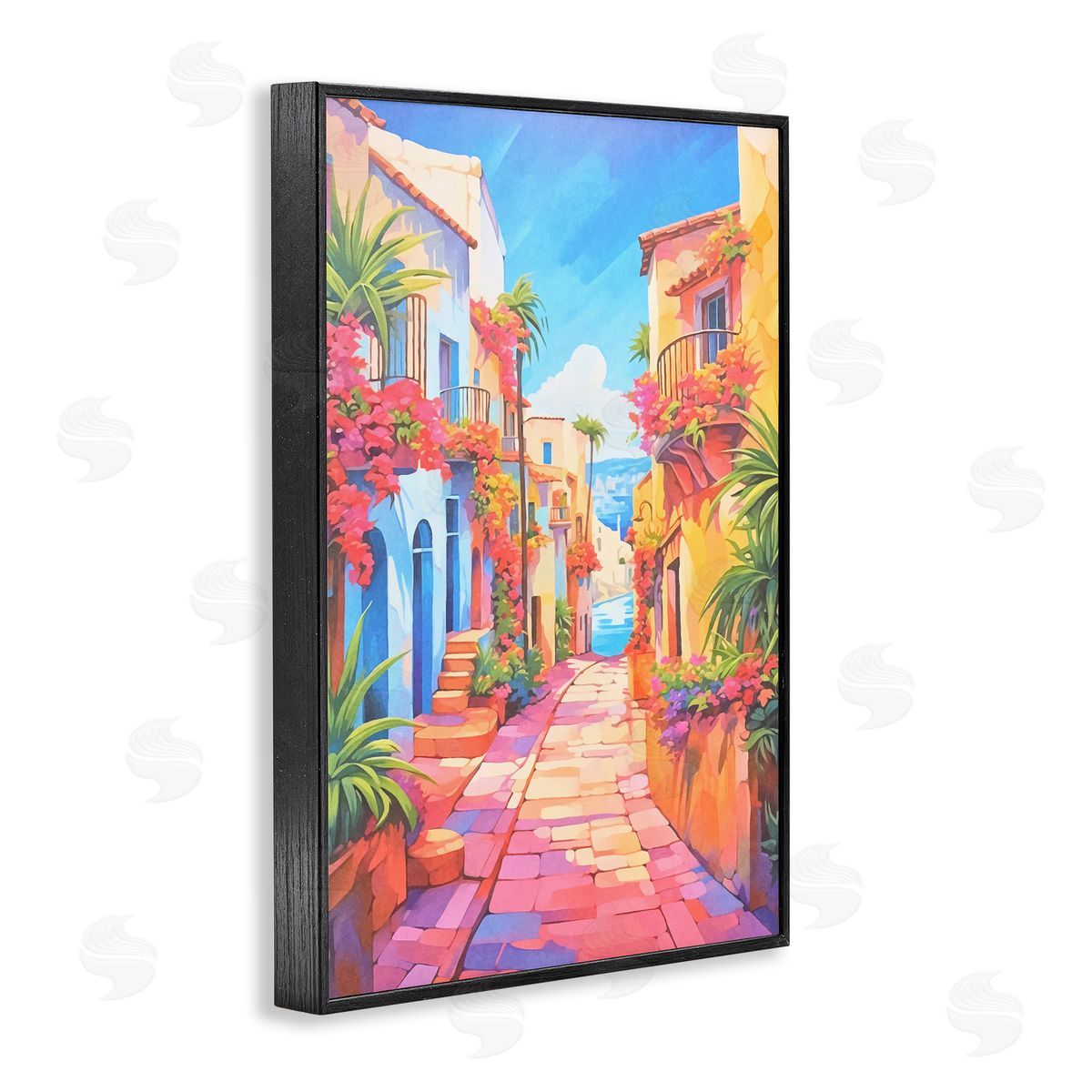 Mediterranean Moments Scene Black Frame Print Wall Art, Home Decor by Andrea Haase