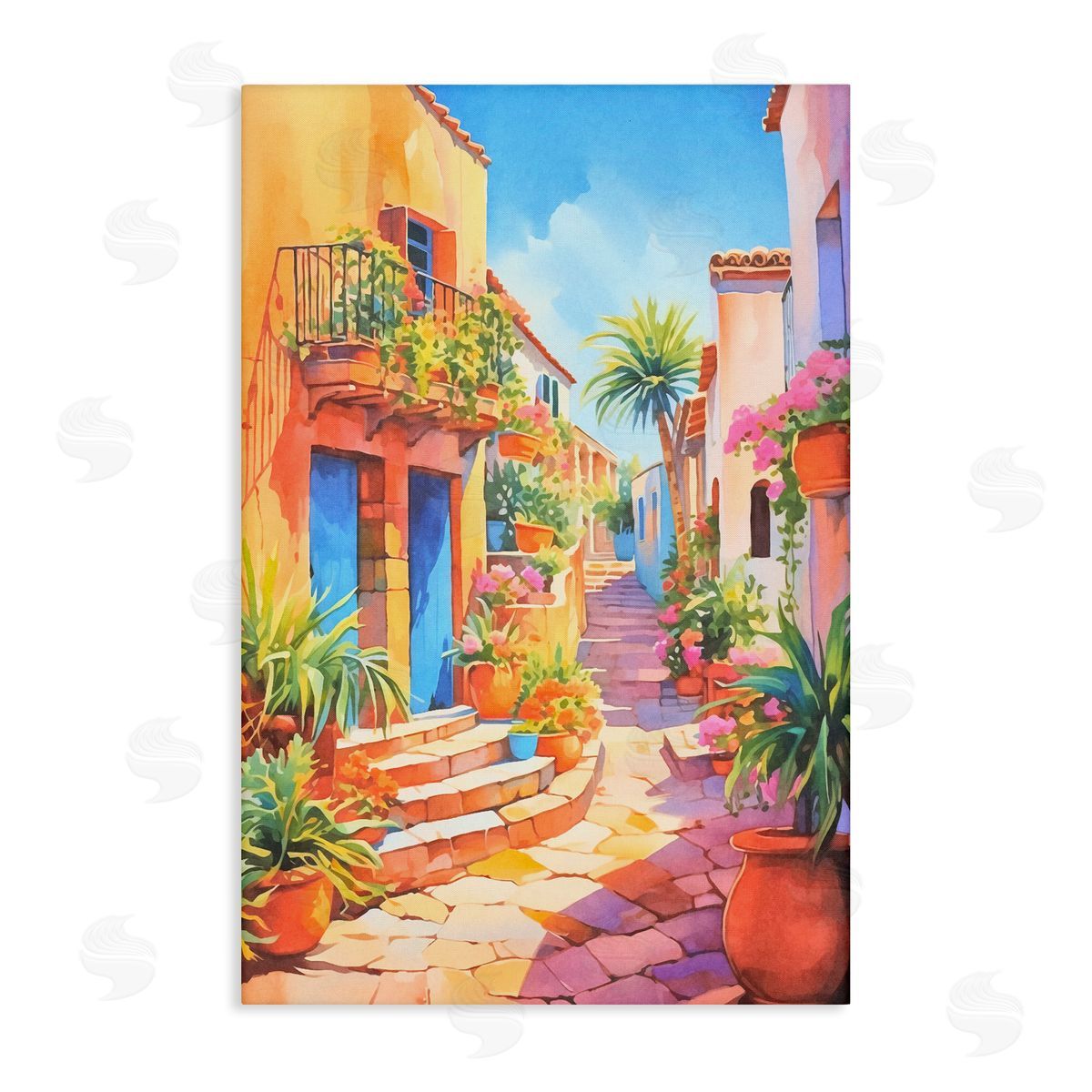 Bright Mediterranean City Canvas Wall Art, Home Decor by Andrea Haase
