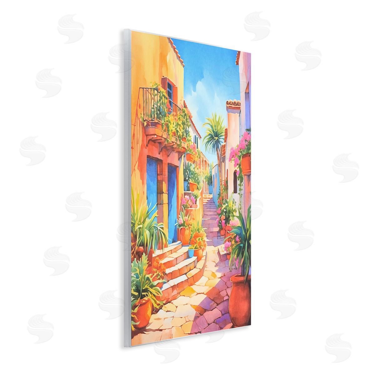 Bright Mediterranean City Wood Plaque Wall Art, Home Decor by Andrea Haase
