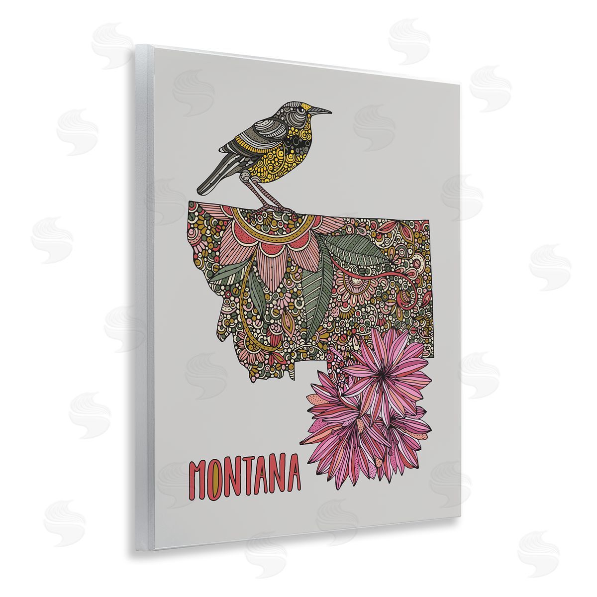 Floral Montana State Wood Plaque Wall Art, Home Decor by Valentina Harper