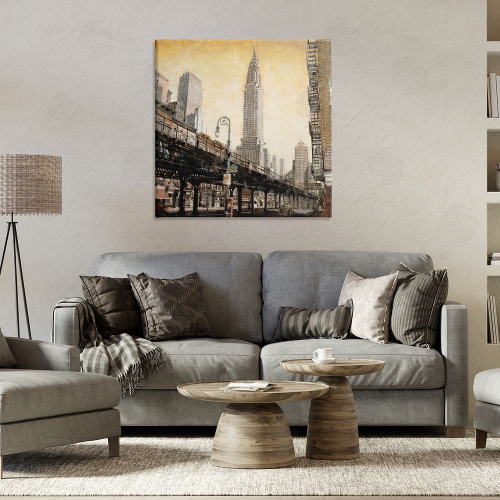 Matthew Daniels Looming City Towers Canvas Wall Art Print in Room