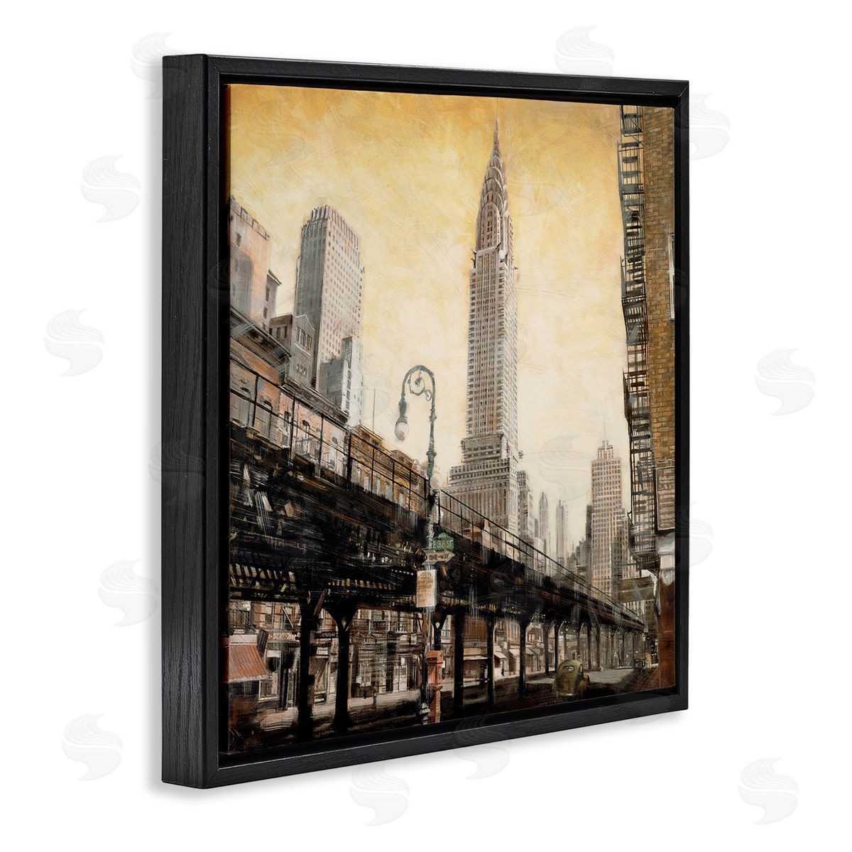 Matthew Daniels Looming City Towers Black Floating Frame Canvas Wall Art Print