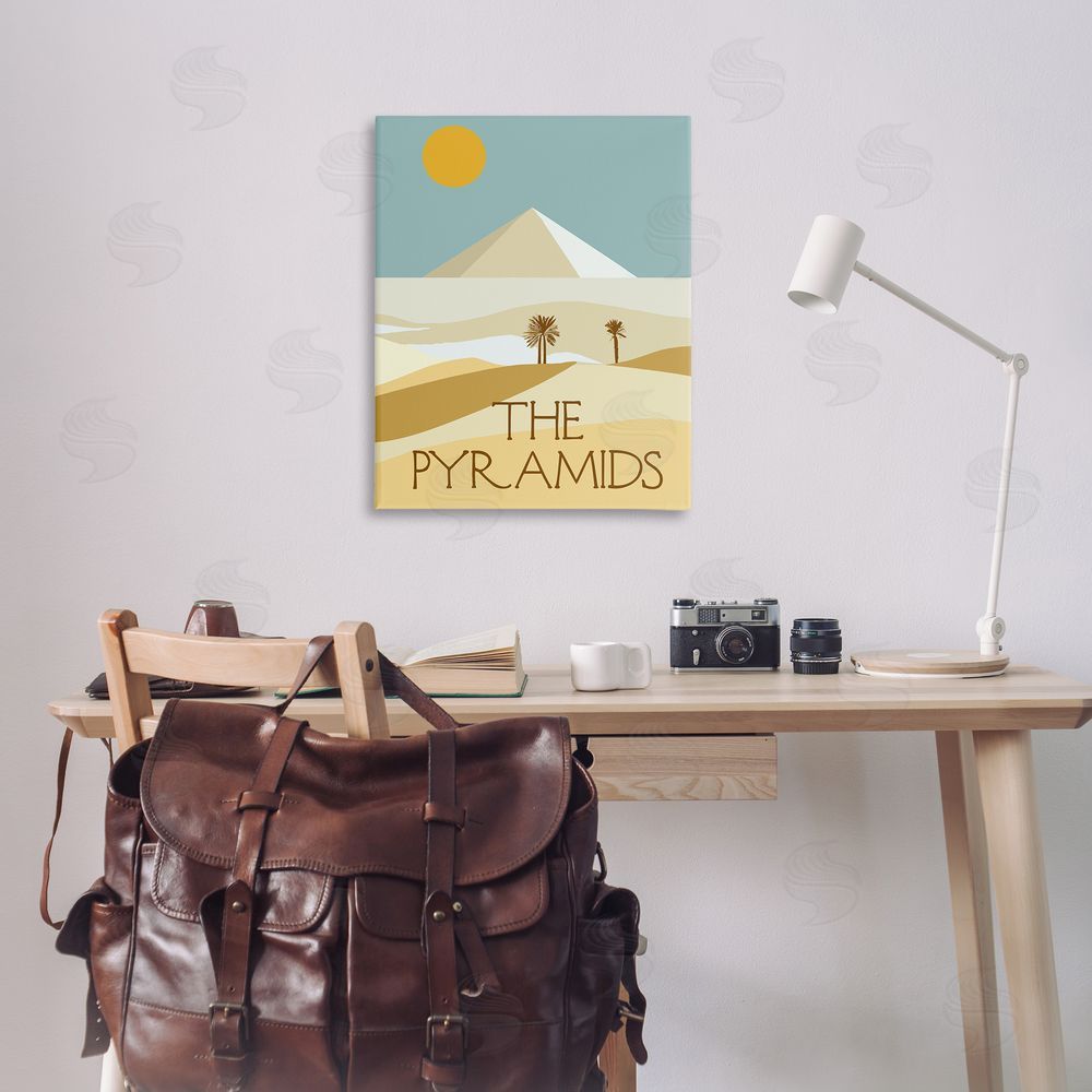 Stupell Studio Egypt Pyramids Landmark Canvas Wall Art Print in Room