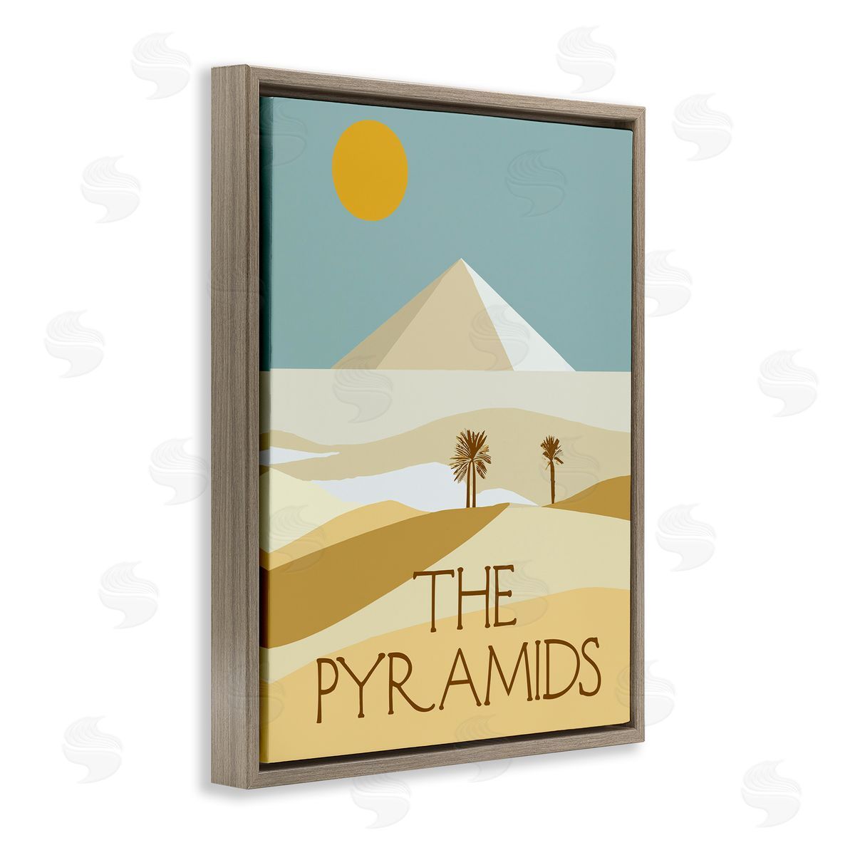 Stupell Studio Egypt Pyramids Landmark Brown Floating Frame Canvas Wall Art Print