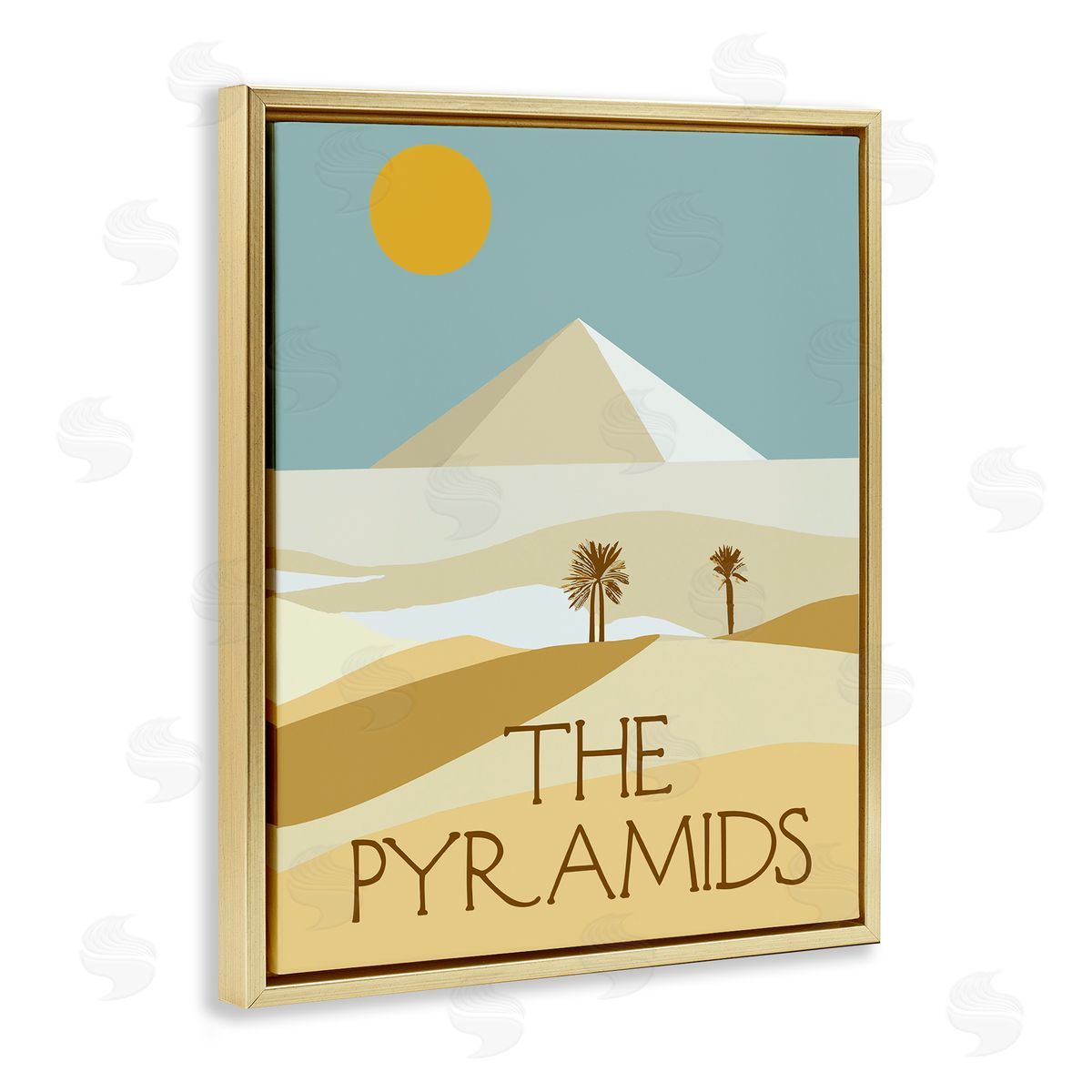 Stupell Studio Egypt Pyramids Landmark Gold Floating Frame Canvas Wall Art Print