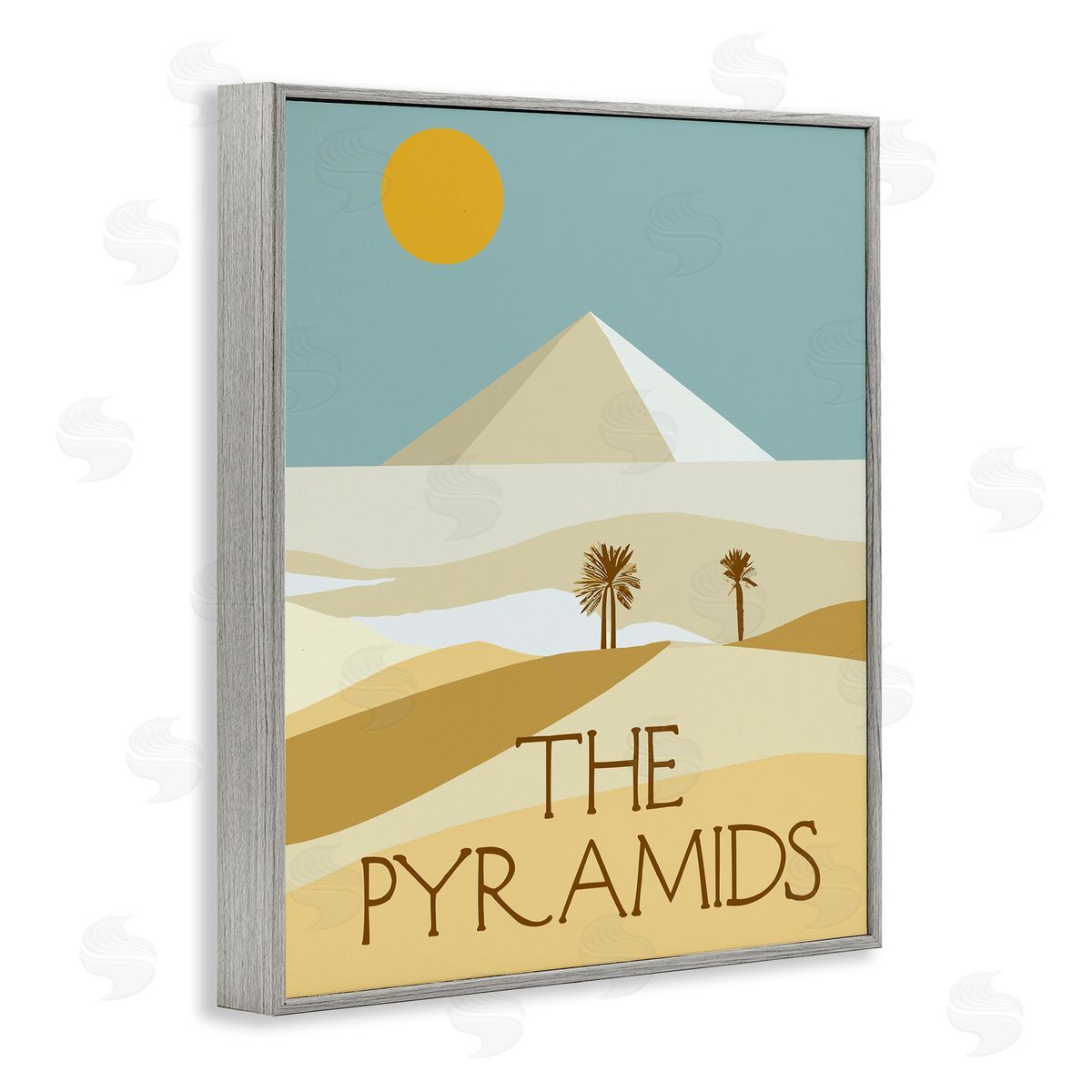 Stupell Studio Egypt Pyramids Landmark Gray Framed Giclee Wall Art Print
