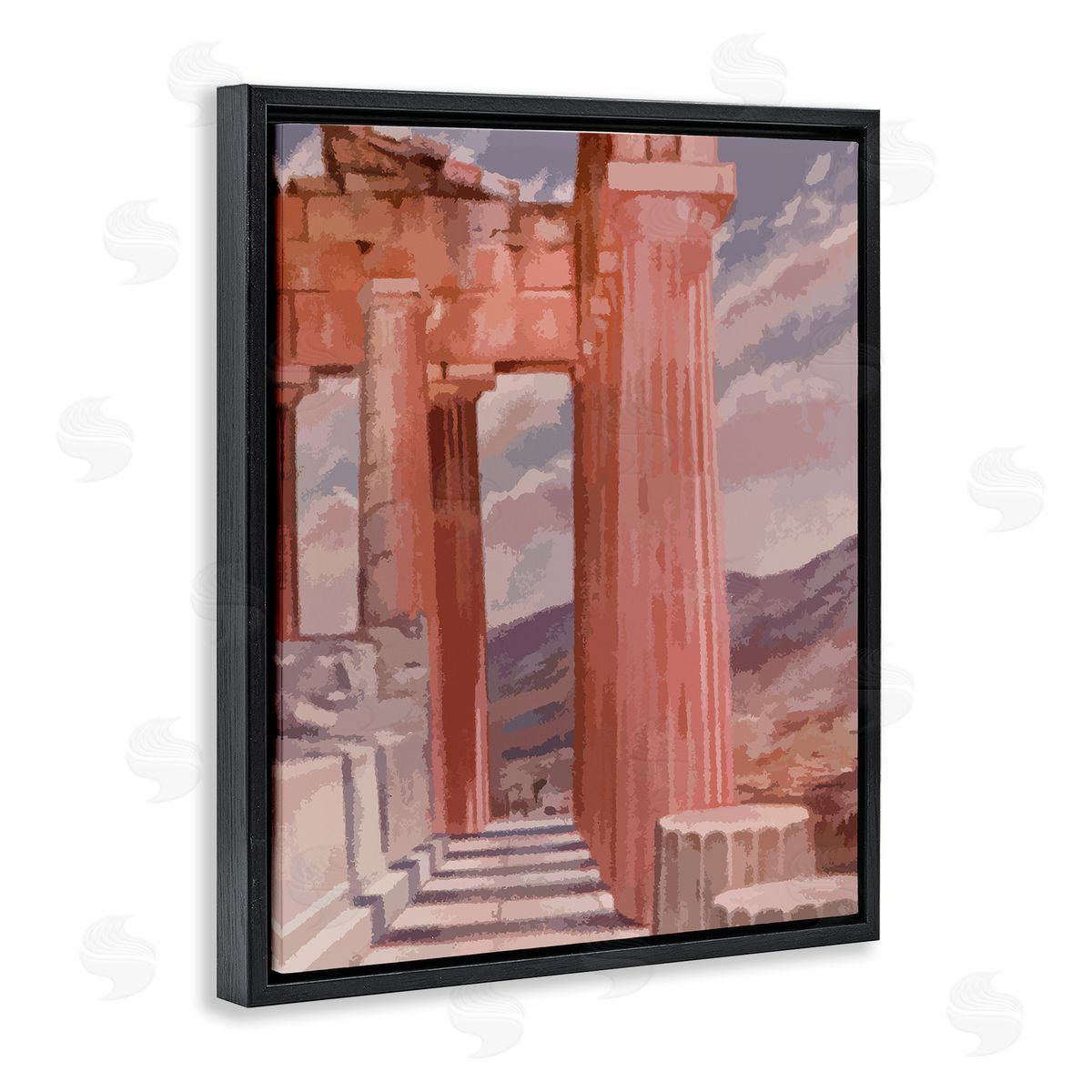 Stupell Studio Greek Architecture View Black Floating Frame Canvas Wall Art Print