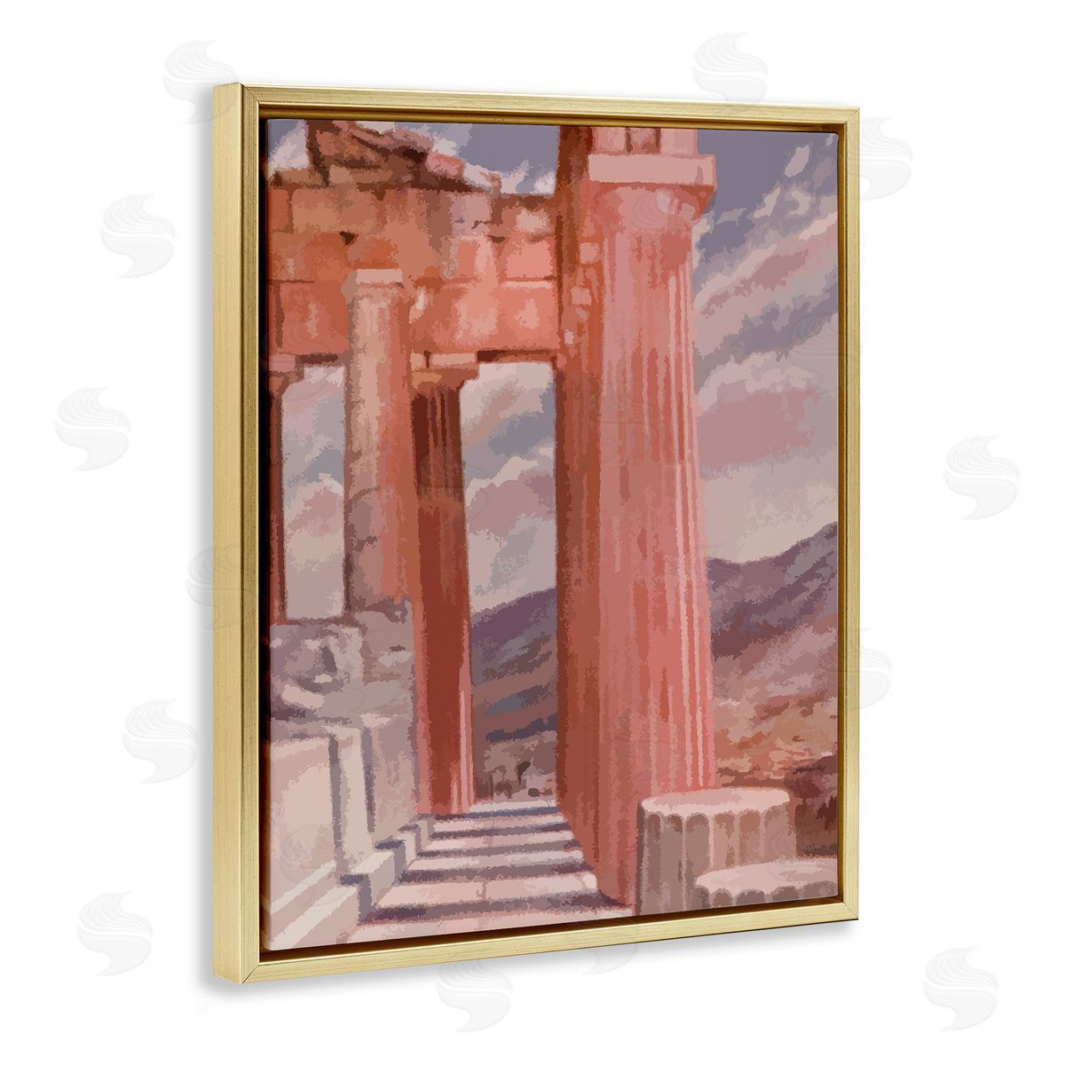 Stupell Studio Greek Architecture View Gold Floating Frame Canvas Wall Art Print