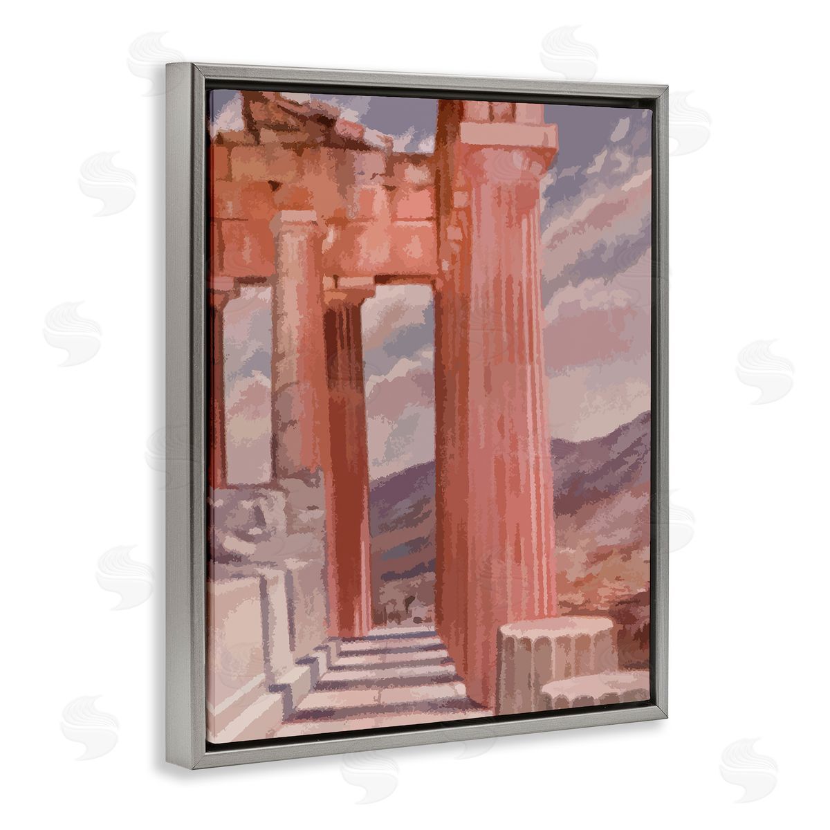 Stupell Studio Greek Architecture View Gray Floating Frame Canvas Wall Art Print