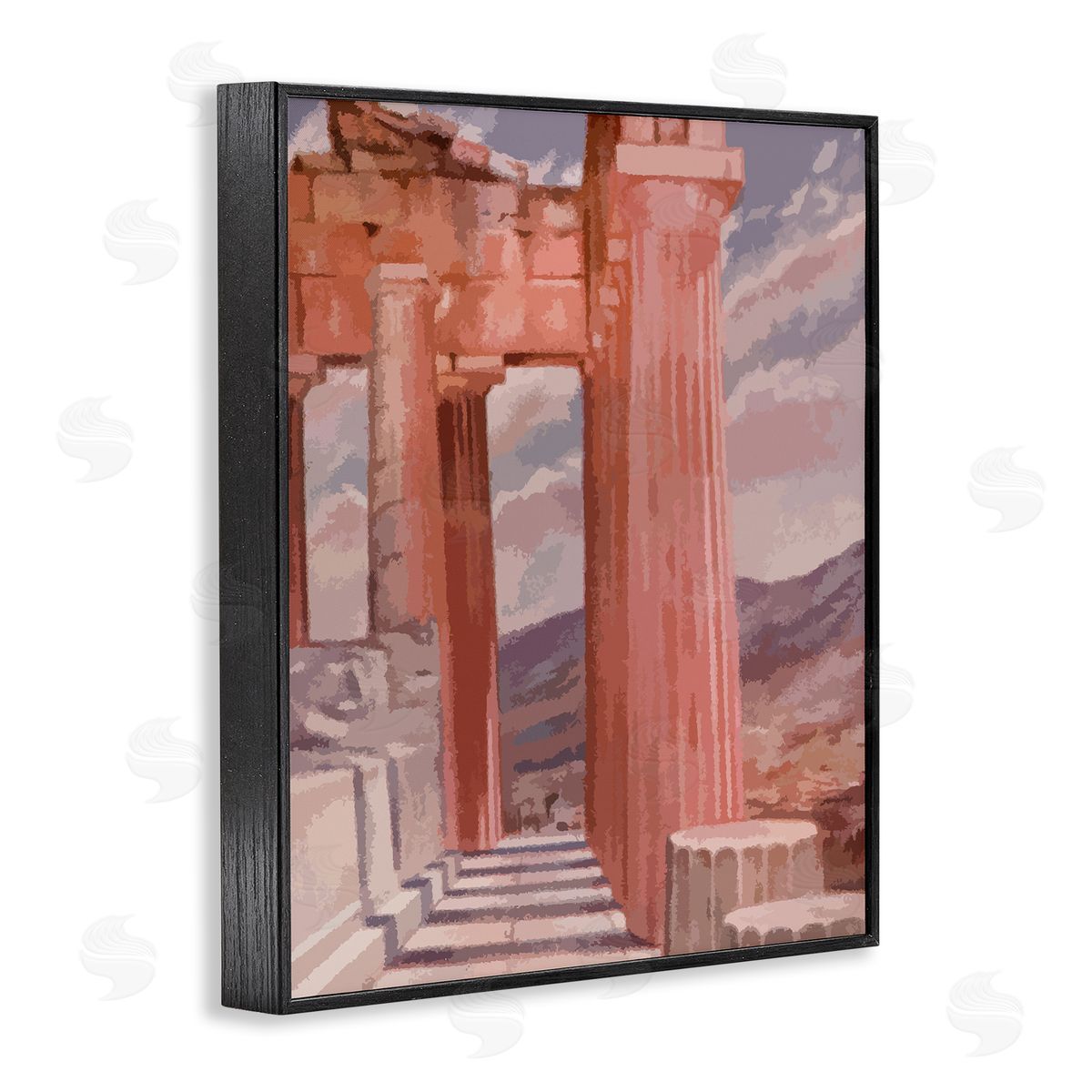 Stupell Studio Greek Architecture View Black Framed Giclee Wall Art Print