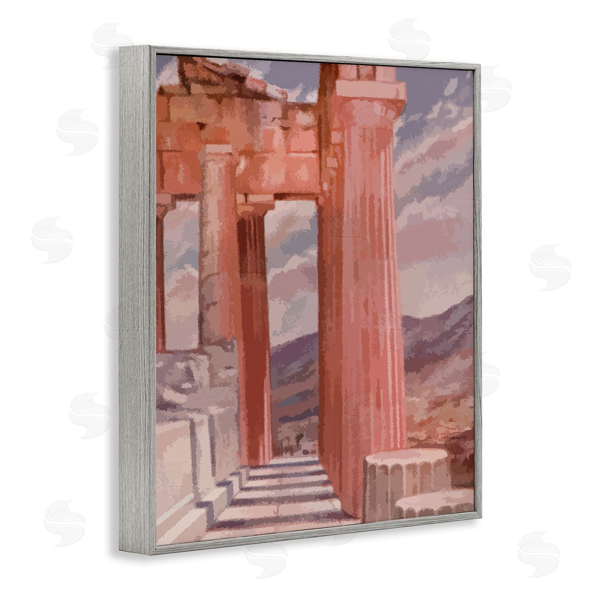 Stupell Studio Greek Architecture View Gray Framed Giclee Wall Art Print