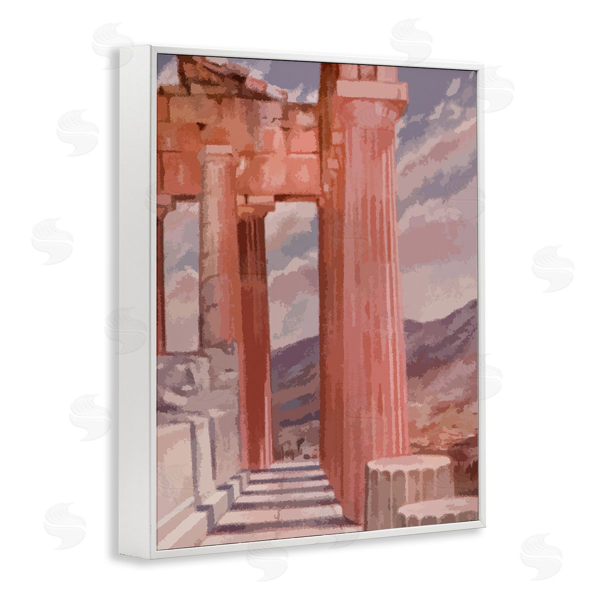 Stupell Studio Greek Architecture View White Framed Giclee Wall Art Print