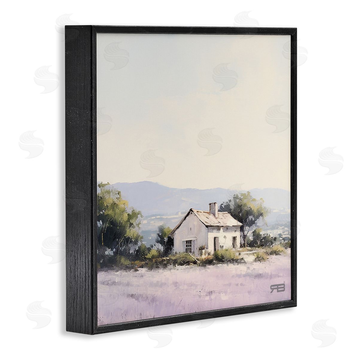 RB Rural Farm Horizon Black Framed Giclee Wall Art Print