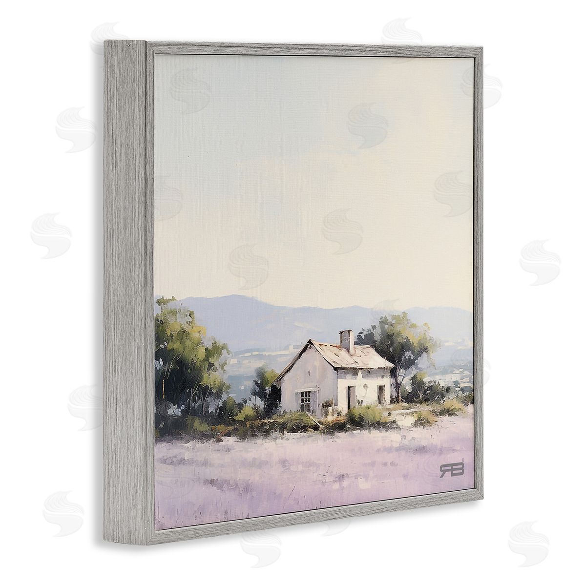 RB Rural Farm Horizon Gray Framed Giclee Wall Art Print