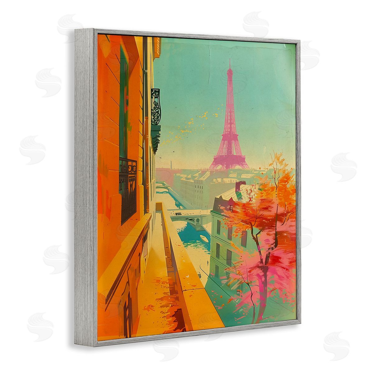 Modern Eiffel Tower Grey Frame Print Wall Art, Home Decor by Sasha