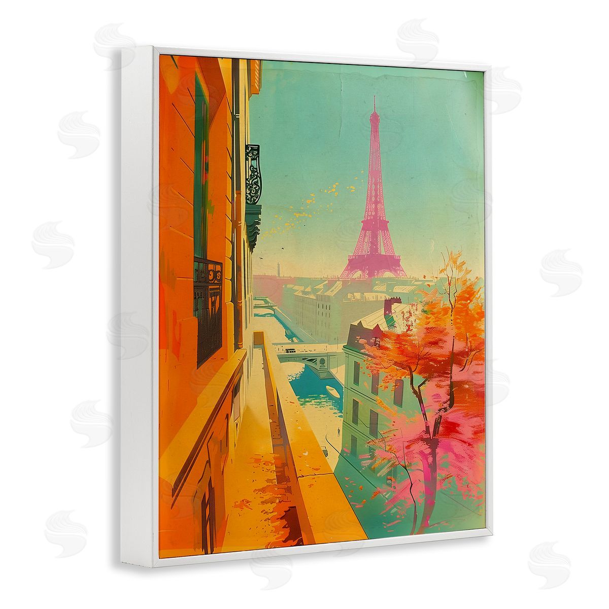 Modern Eiffel Tower White Frame Print Wall Art, Home Decor by Sasha