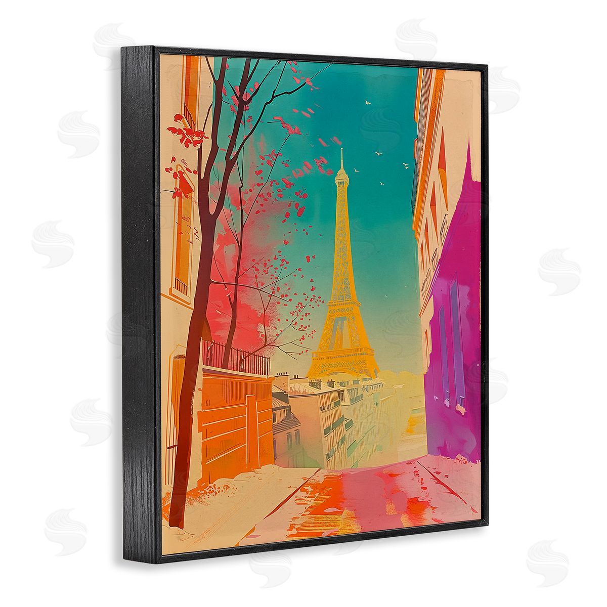 Abstract French View Black Frame Print Wall Art, Home Decor by Sasha