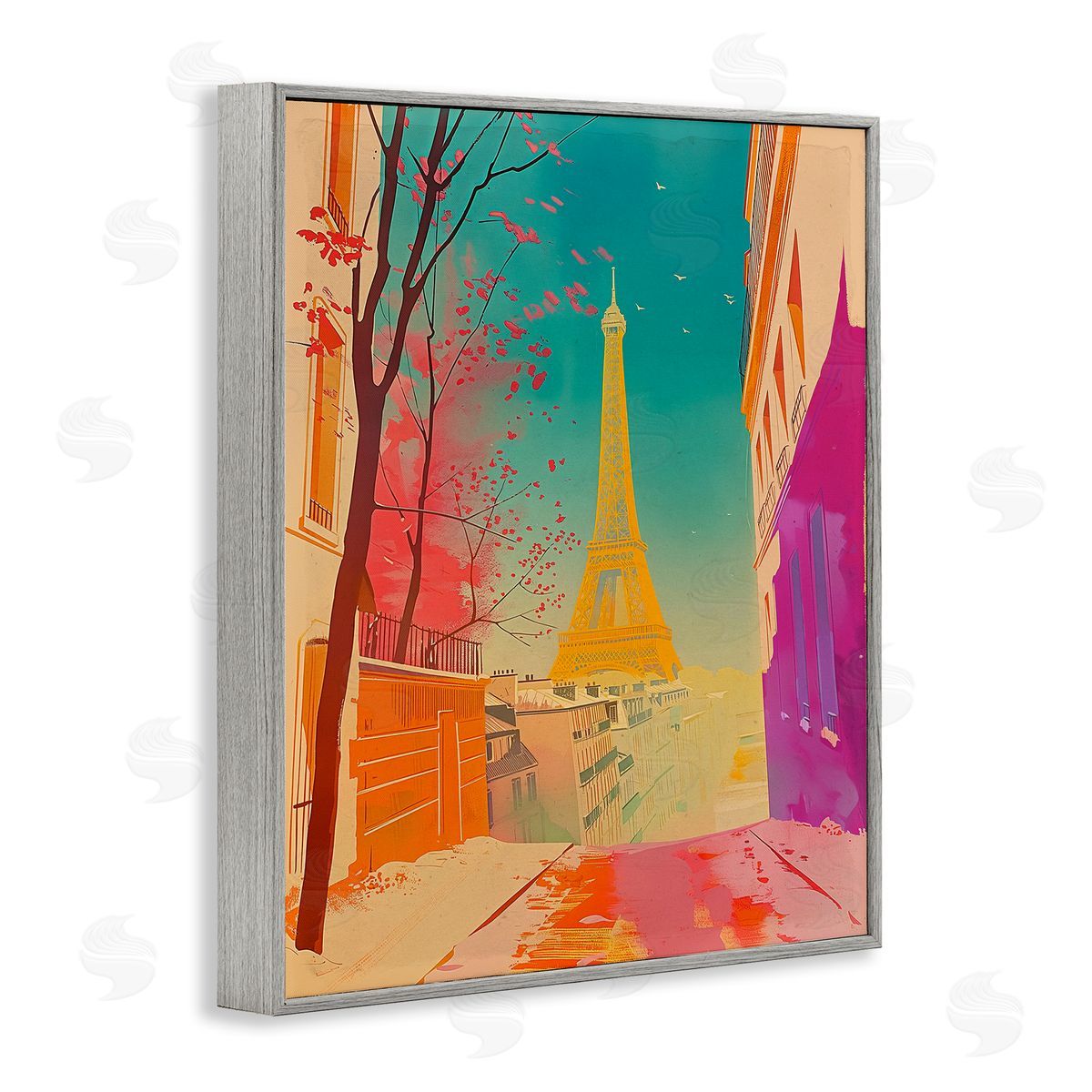 Abstract French View Grey Frame Print Wall Art, Home Decor by Sasha