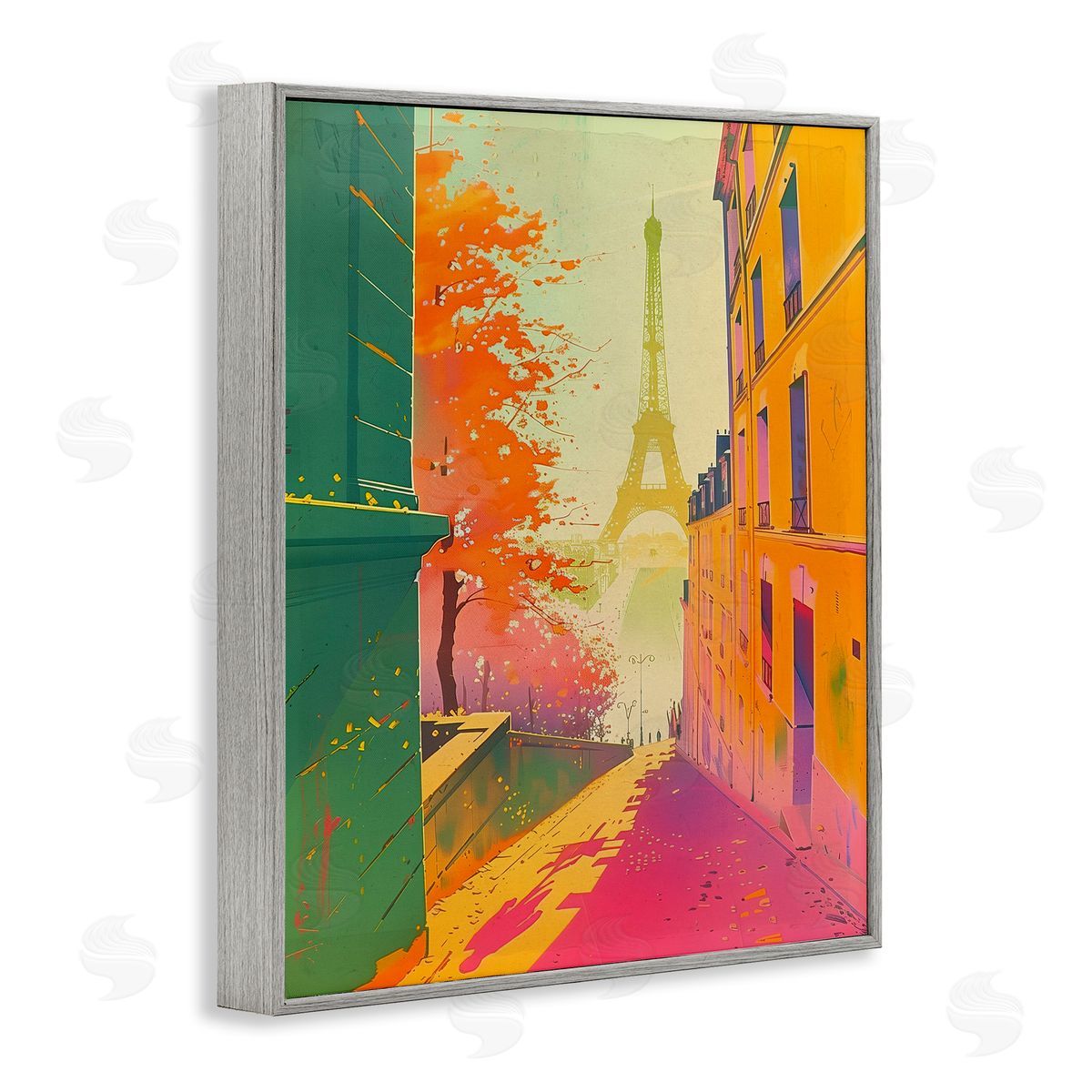 Abstract Paris View Grey Frame Print Wall Art, Home Decor by Sasha