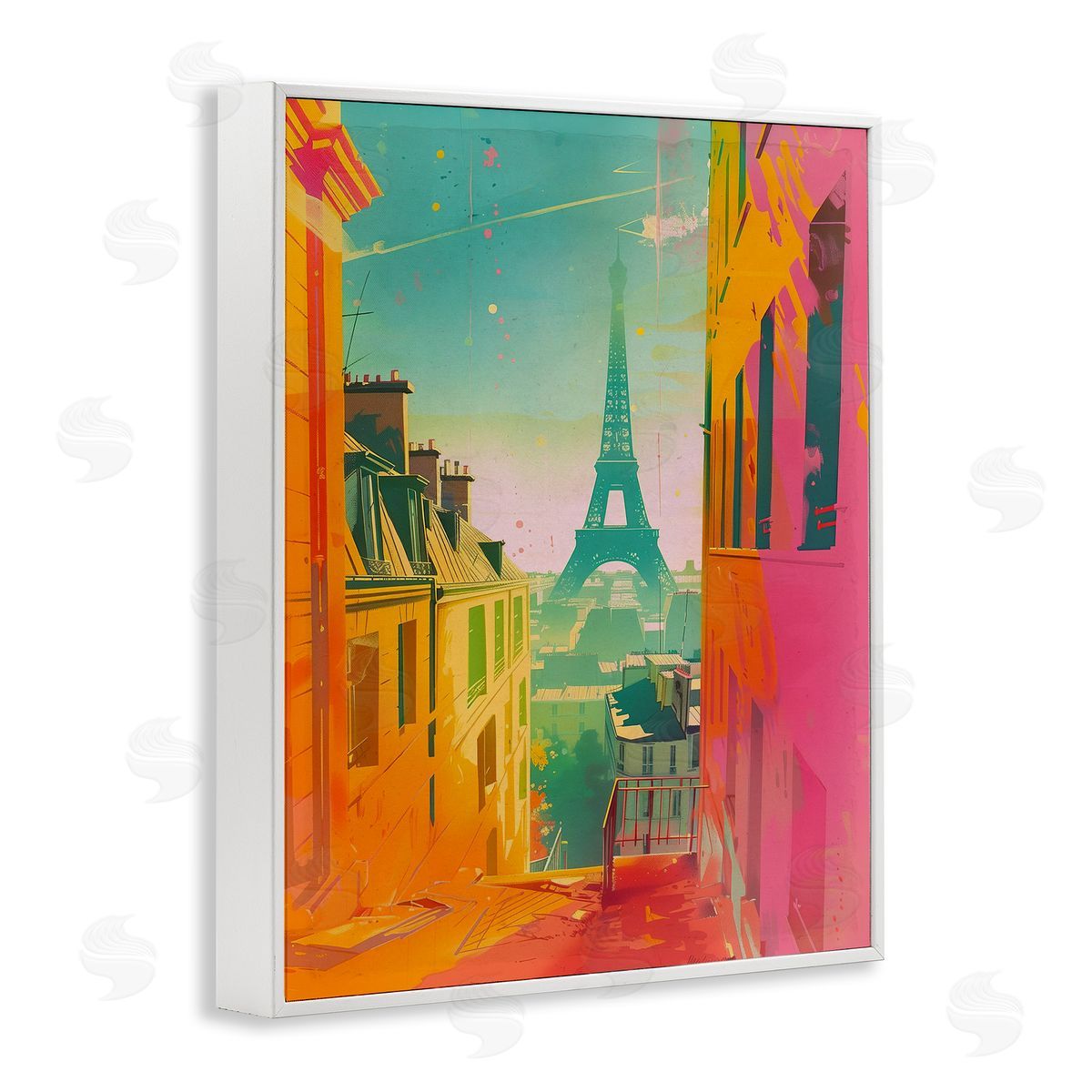 Modern Paris Tower White Frame Print Wall Art, Home Decor by Sasha
