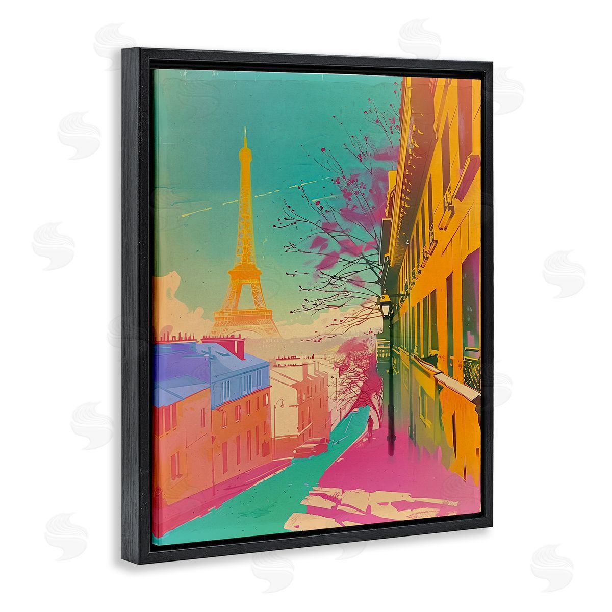 Abstract Paris Tower Black Floating Frame Canvas Wall Art, Home Decor by Sasha