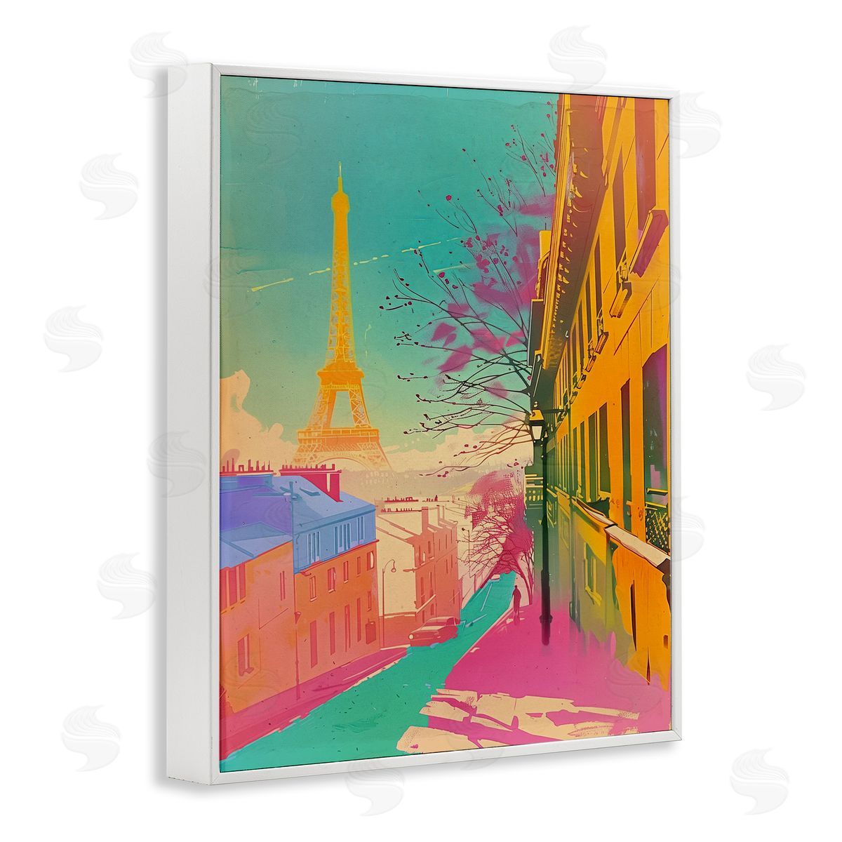 Abstract Paris Tower White Frame Print Wall Art, Home Decor by Sasha
