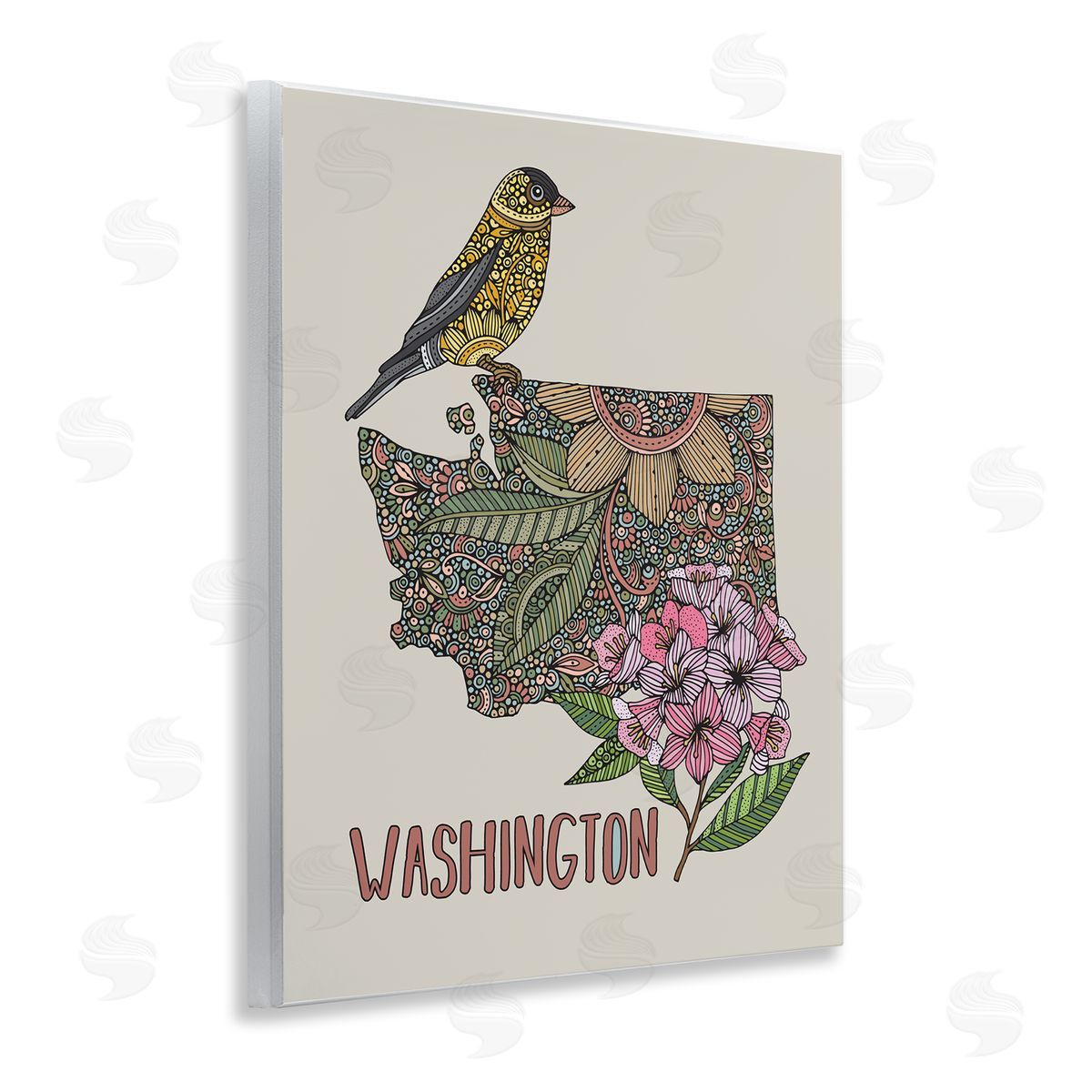 Floral Washington State Wood Plaque Wall Art, Home Decor by Valentina Harper