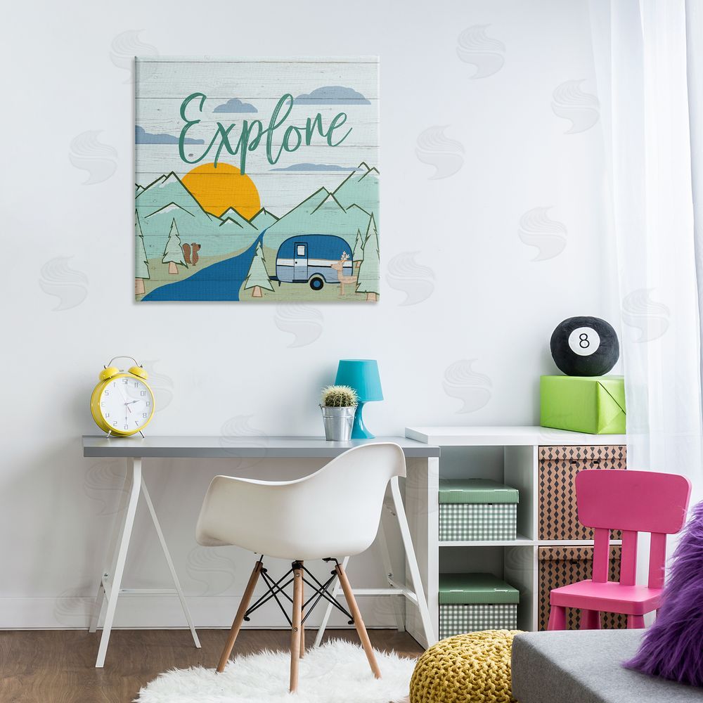 Hugo Edwins Explore Rustic Adventure Canvas Wall Art Print in Room