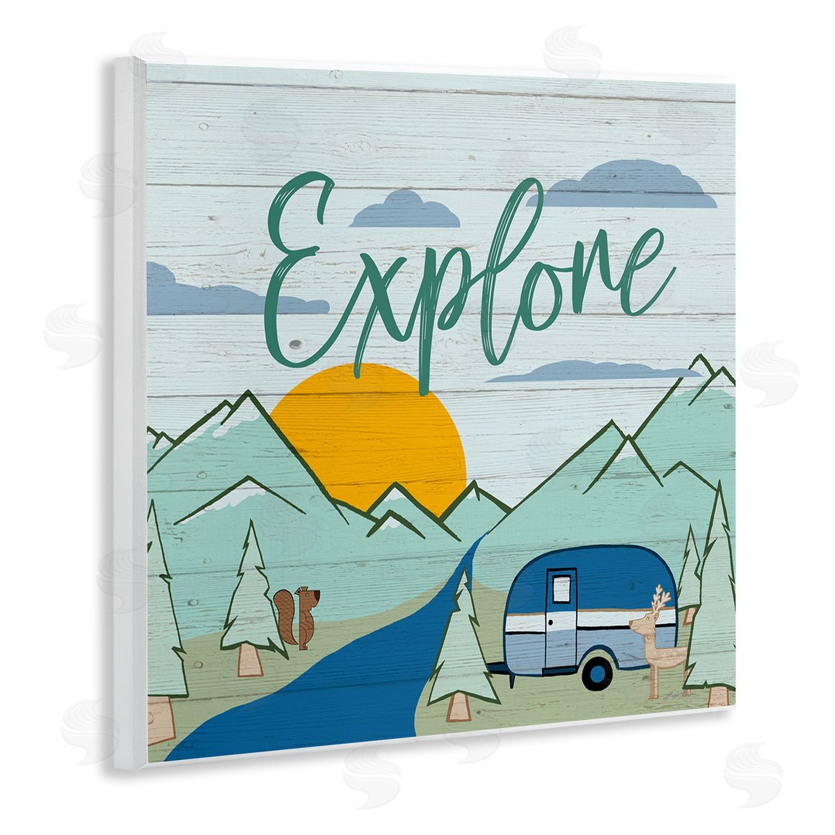 Hugo Edwins Explore Rustic Adventure Wooden Wall Plaque Art Print