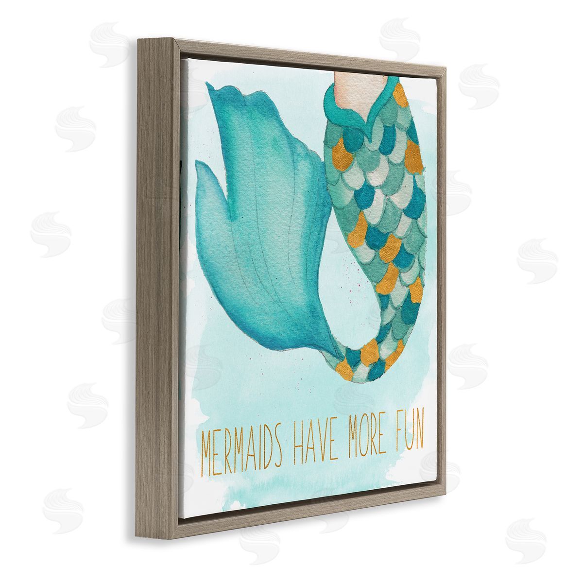 Elizabeth Medley Mermaids Have Fun Brown Floating Frame Canvas Wall Art Print