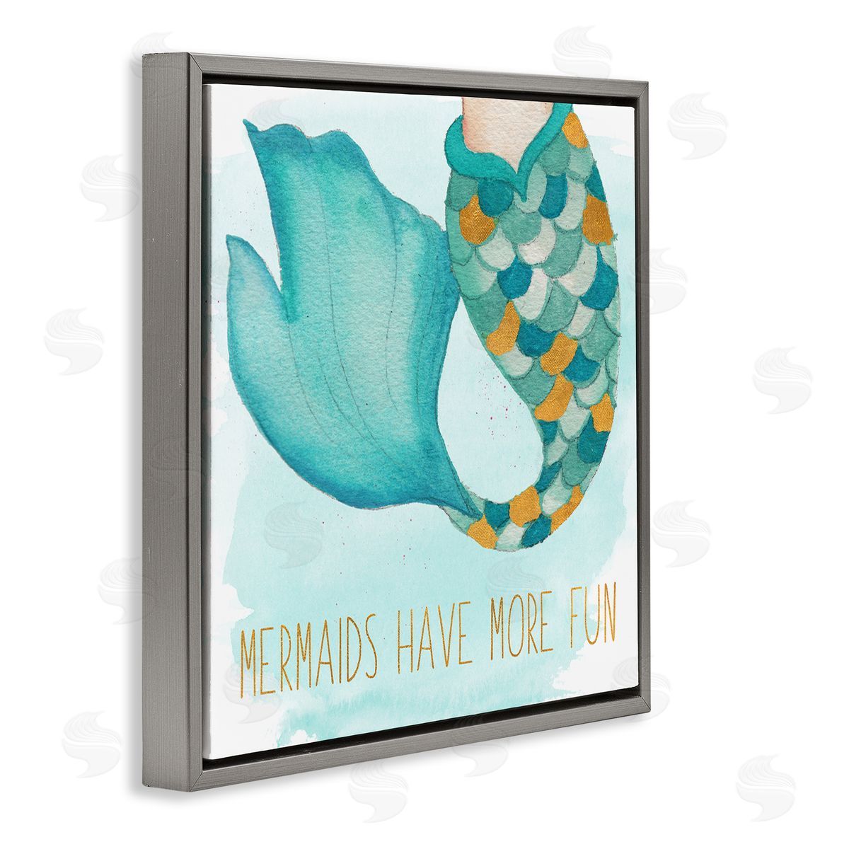Elizabeth Medley Mermaids Have Fun Gray Floating Frame Canvas Wall Art Print