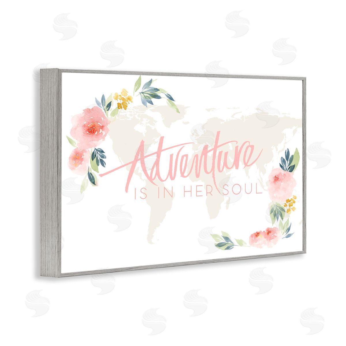 Lucille Price Floral Girl's Adventure Gray Framed Giclee Wall Art Print