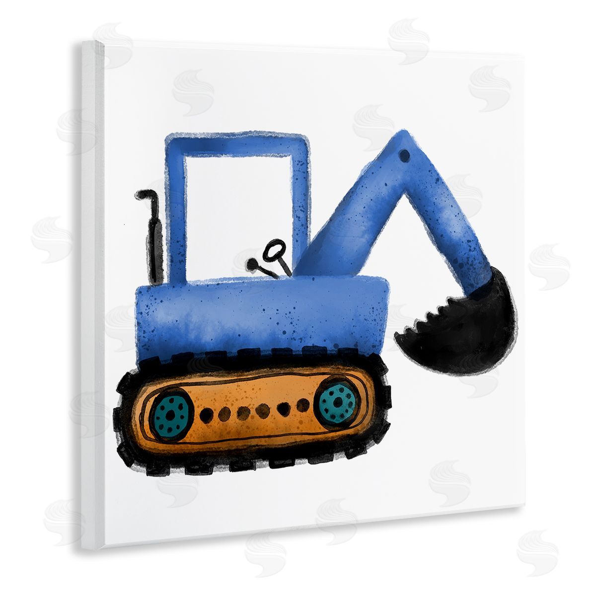 Elizabeth Medley Blue Simple Bulldozer Wooden Wall Plaque Art Print