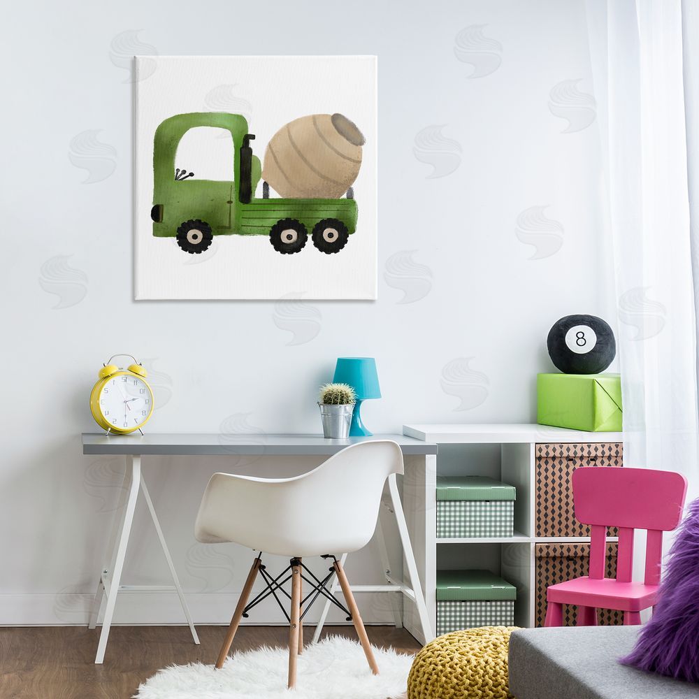 Elizabeth Medley Construction Truck Vehicle Canvas Wall Art Print in Room