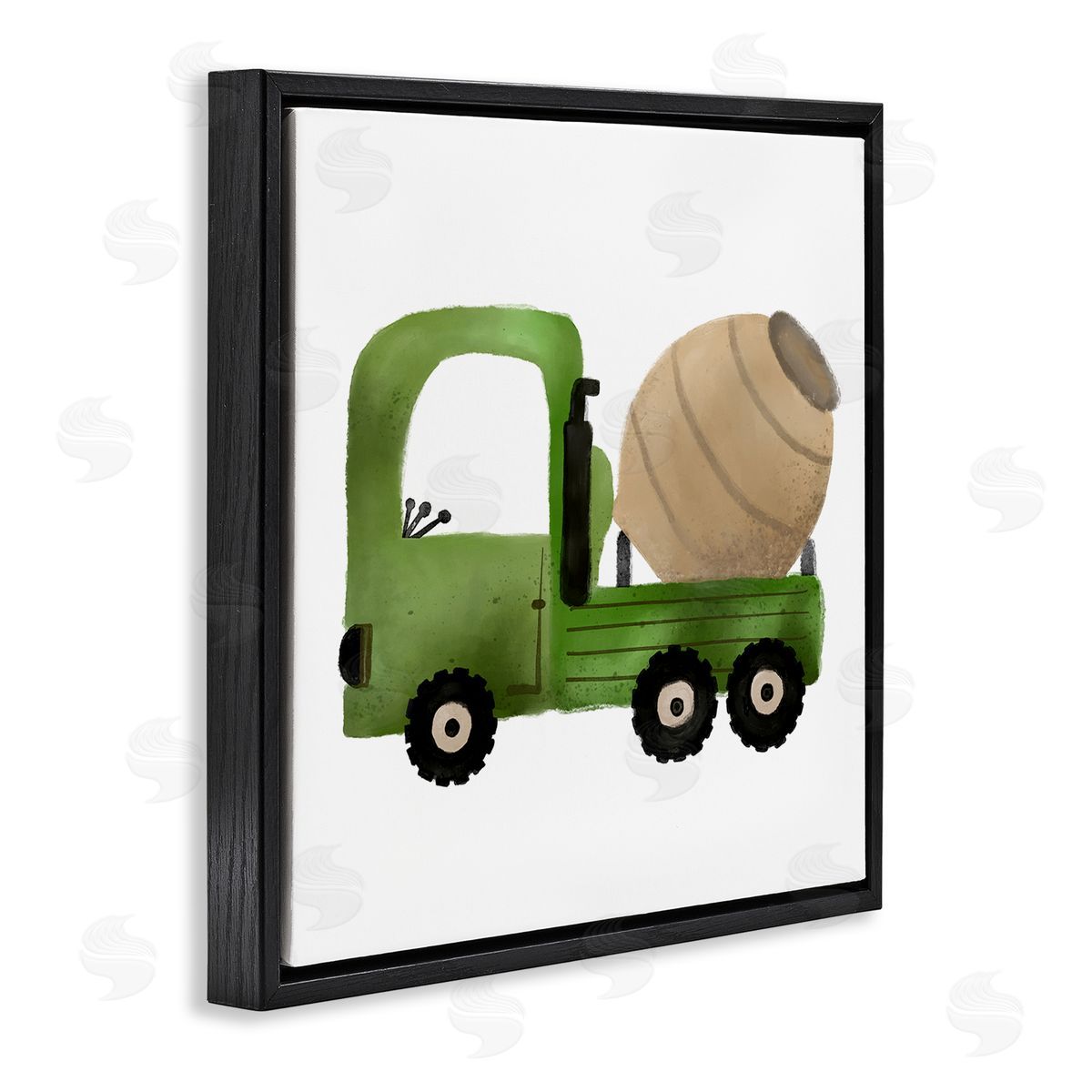 Elizabeth Medley Construction Truck Vehicle Black Floating Frame Canvas Wall Art Print
