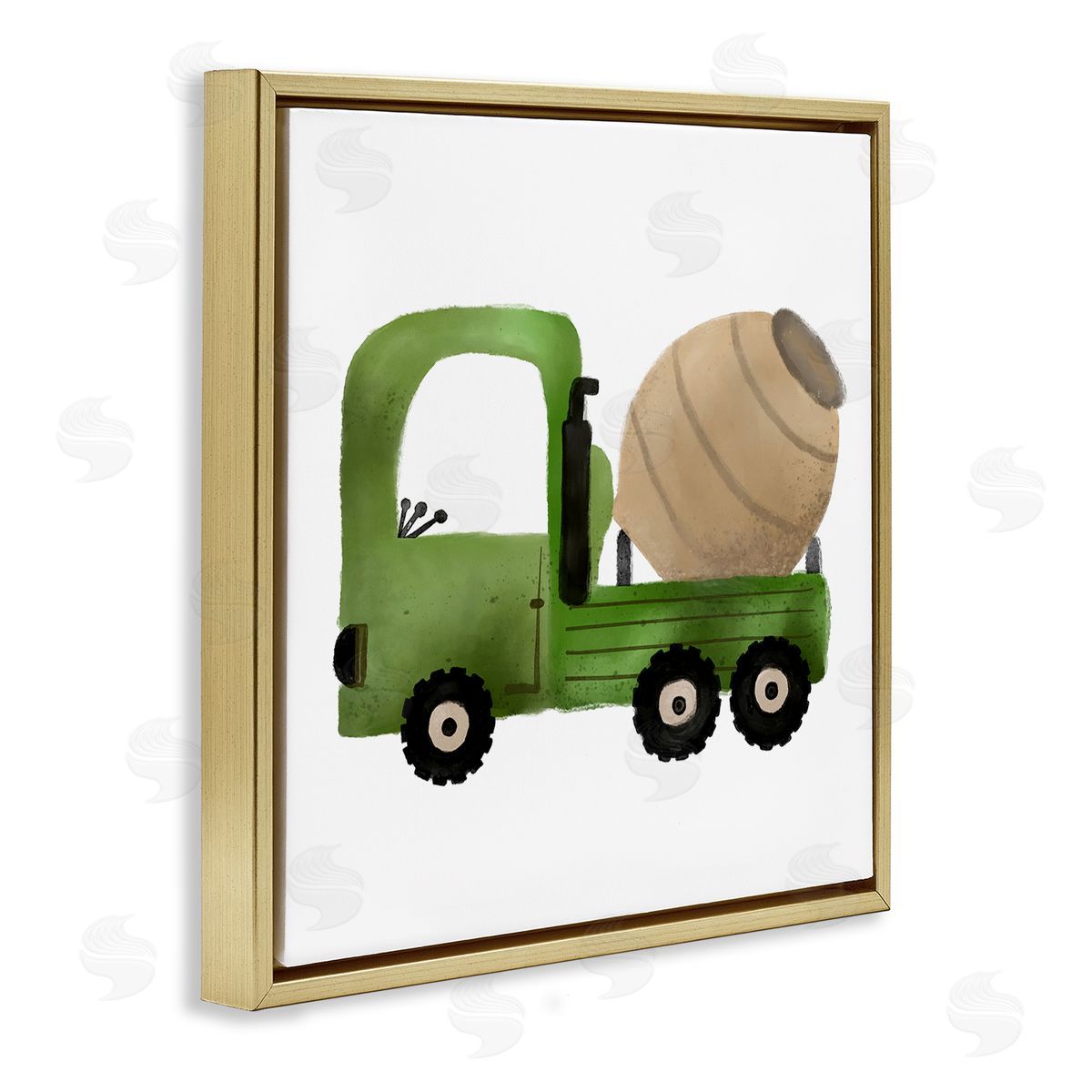 Elizabeth Medley Construction Truck Vehicle Gold Floating Frame Canvas Wall Art Print