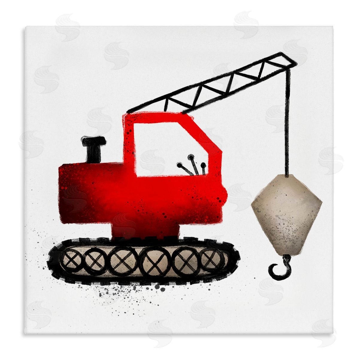 Elizabeth Medley Red Construction Vehicle Canvas Wall Art Print