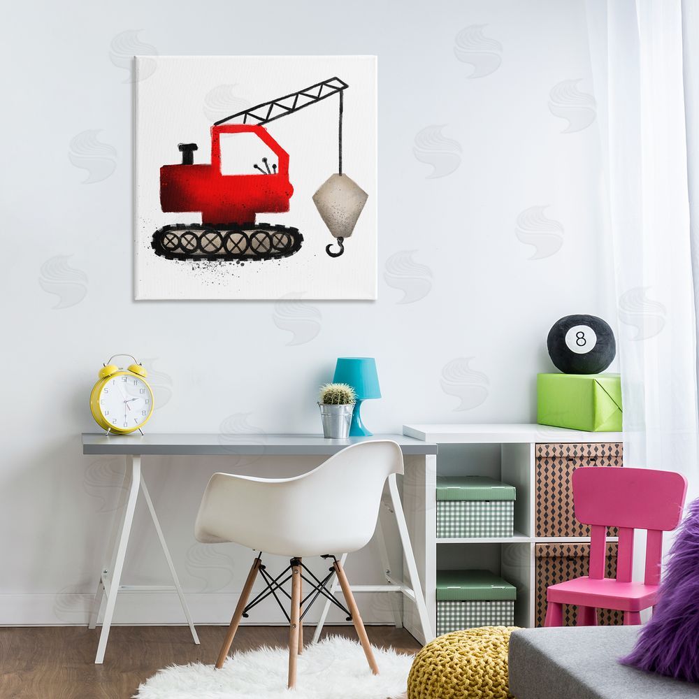 Elizabeth Medley Red Construction Vehicle Canvas Wall Art Print in Room