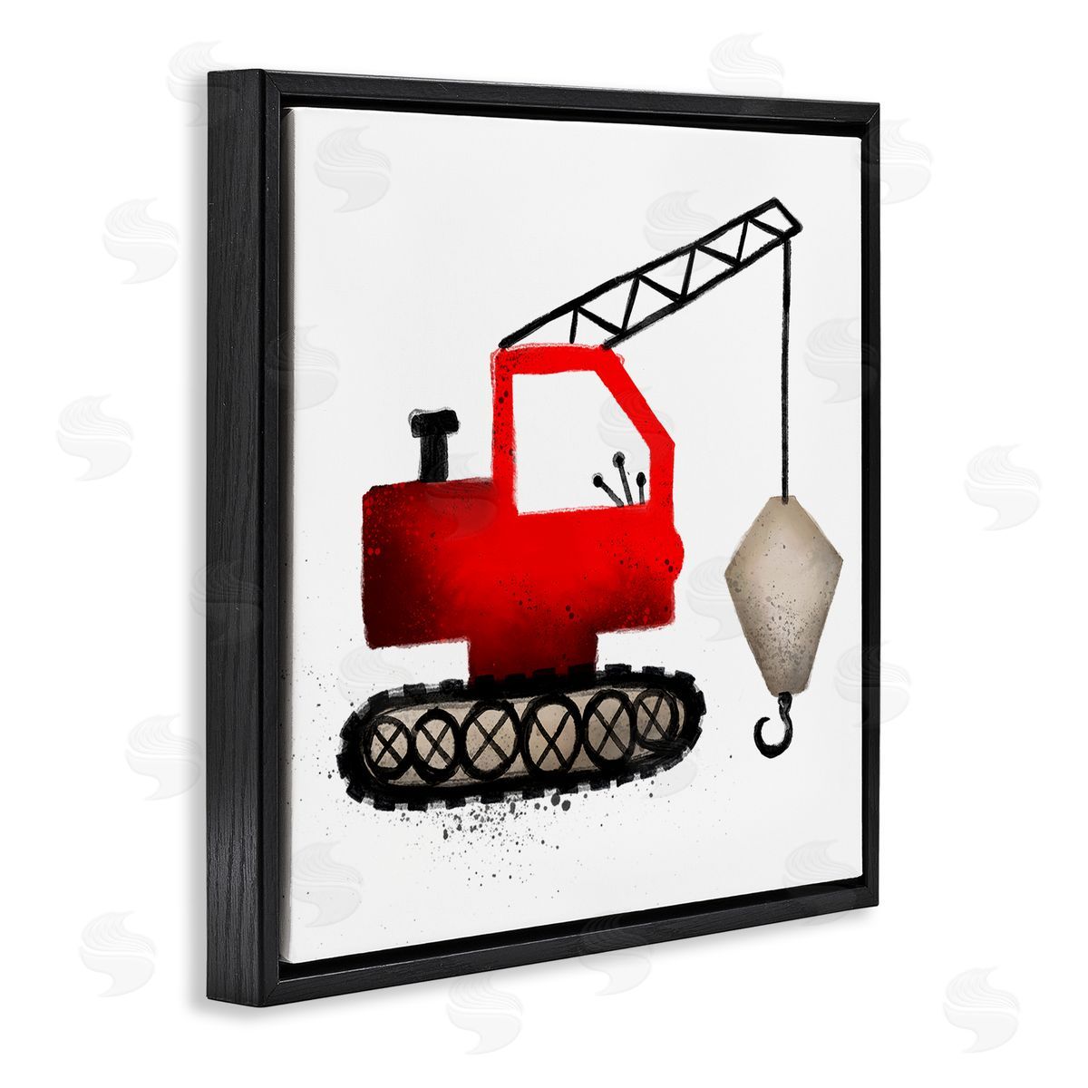 Elizabeth Medley Red Construction Vehicle Black Floating Frame Canvas Wall Art Print
