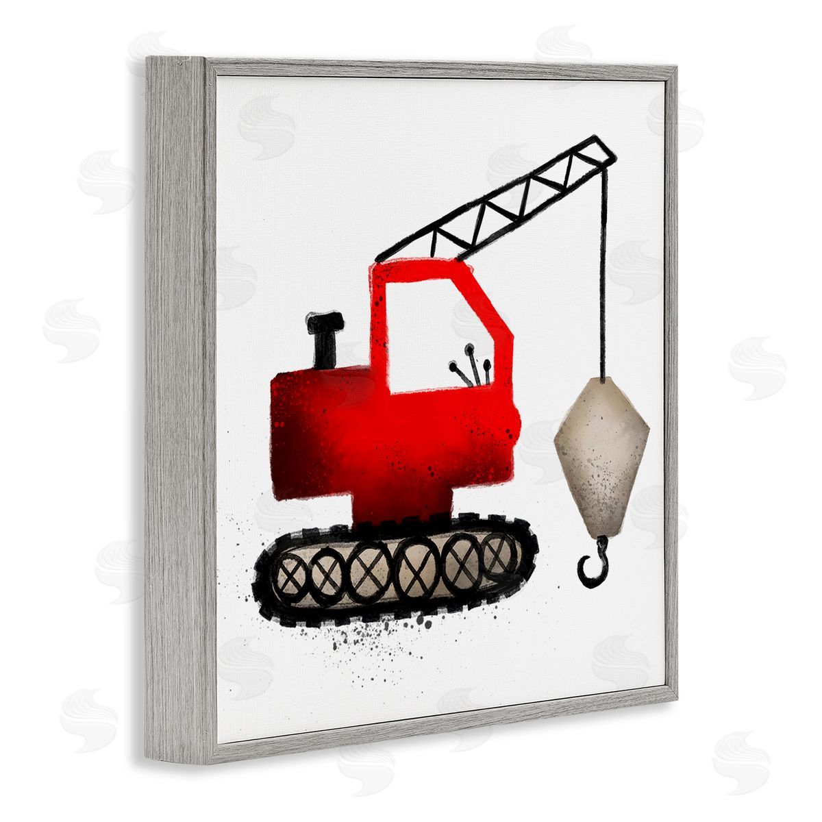 Elizabeth Medley Red Construction Vehicle Gray Framed Giclee Wall Art Print